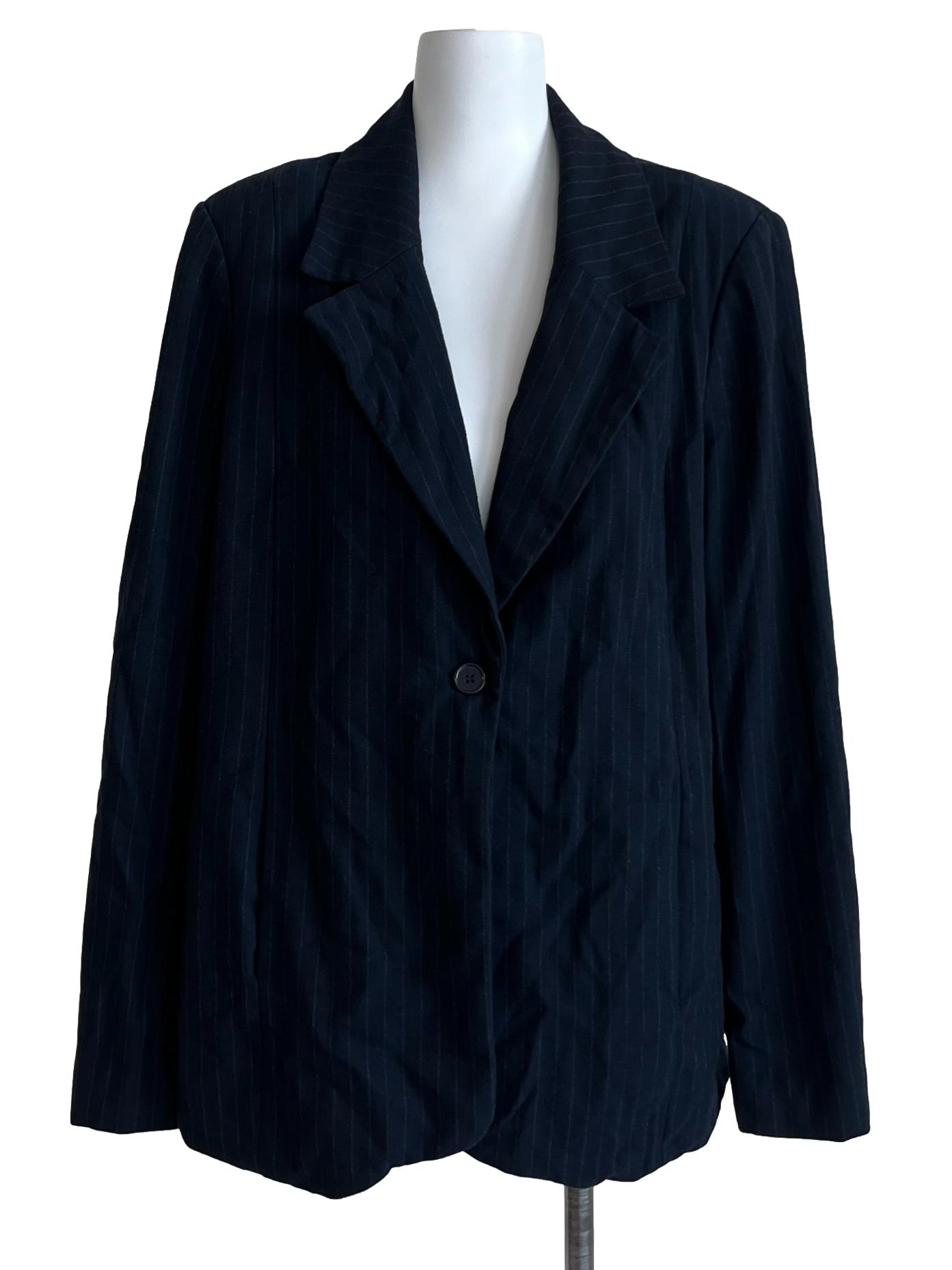 Navy Blue Pinstripe Single Breasted Blazer