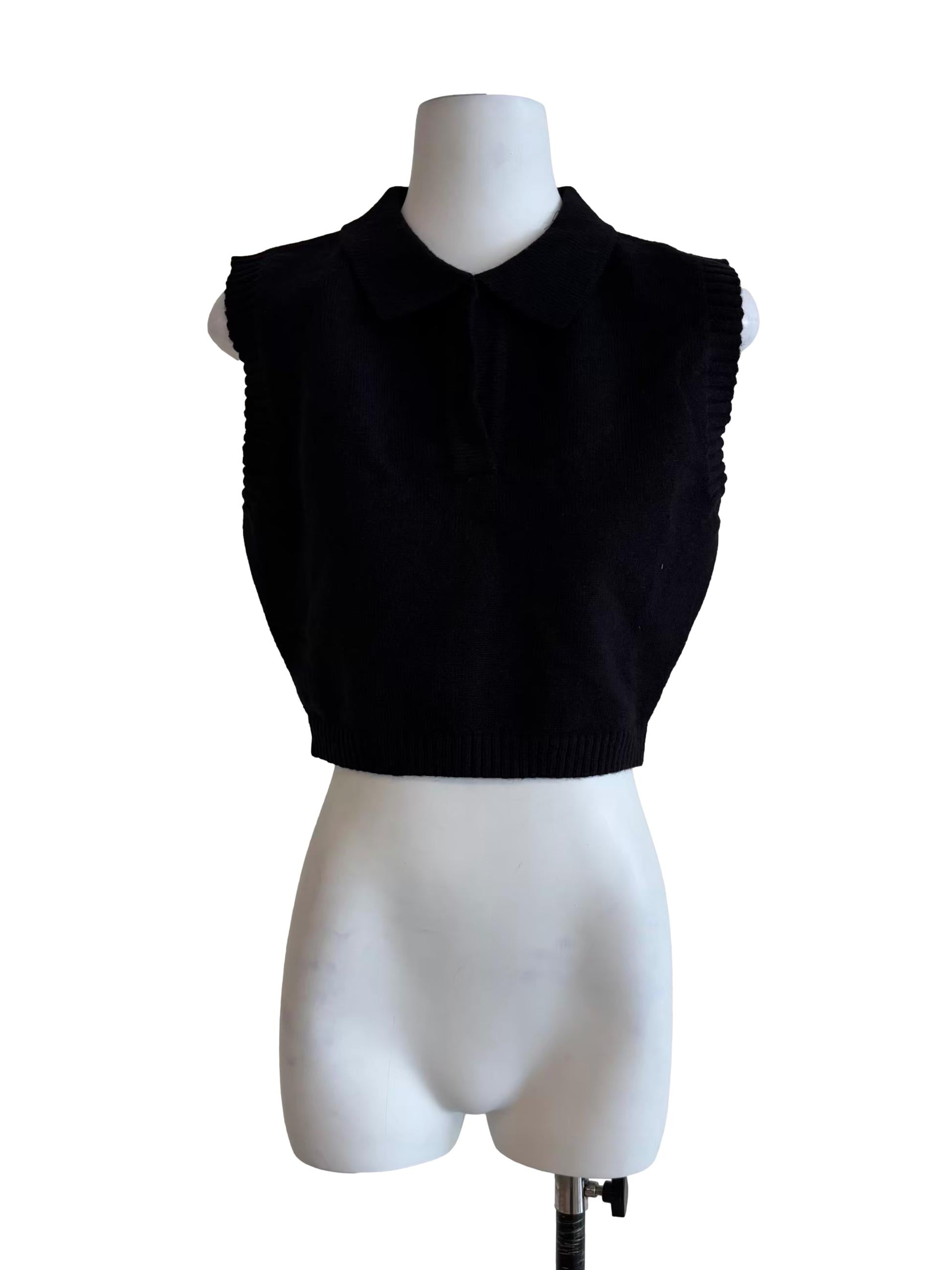 Onyx Black Sleevess Knit Vest