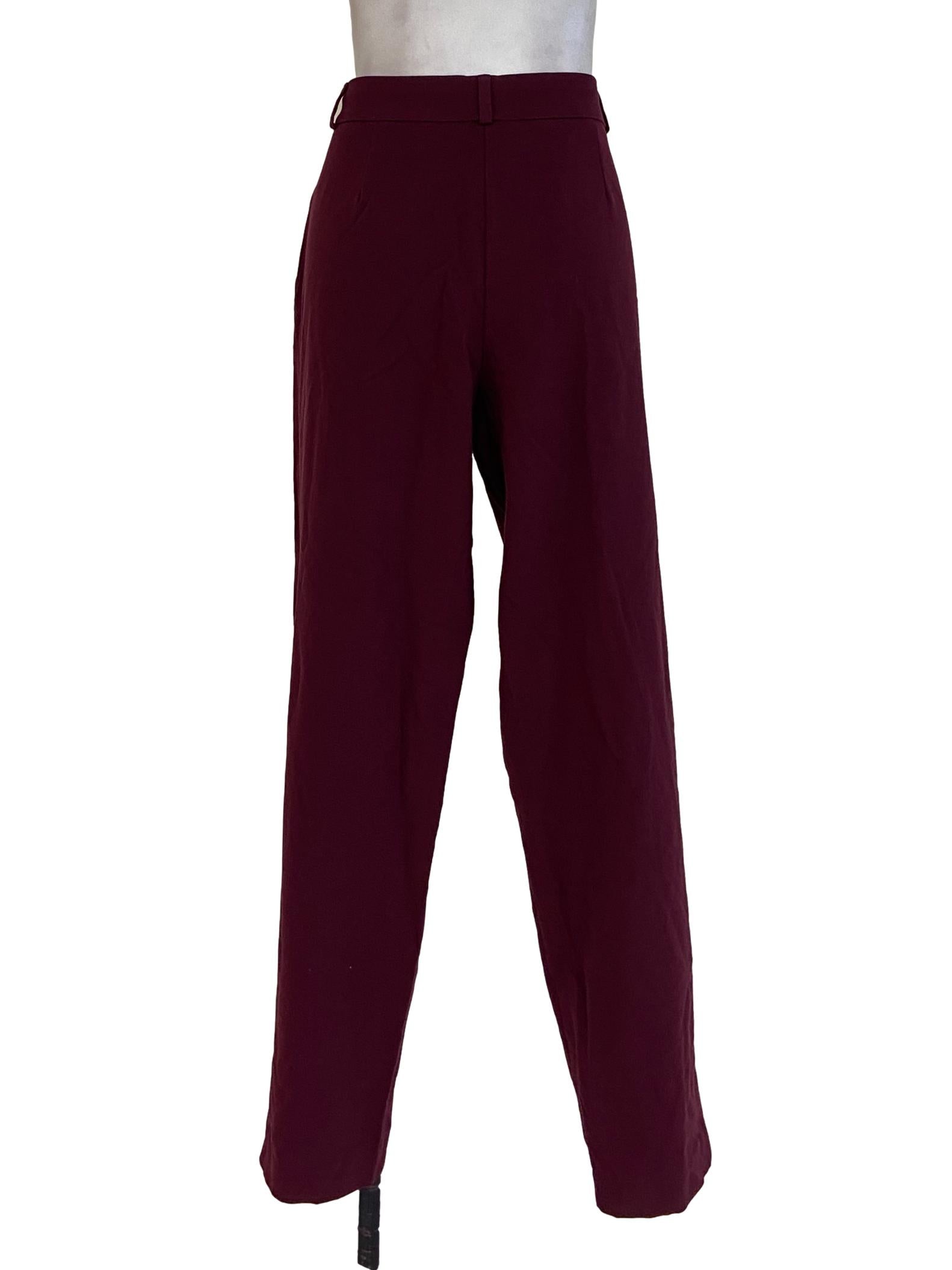 Berry Red Pegged Plain Pants