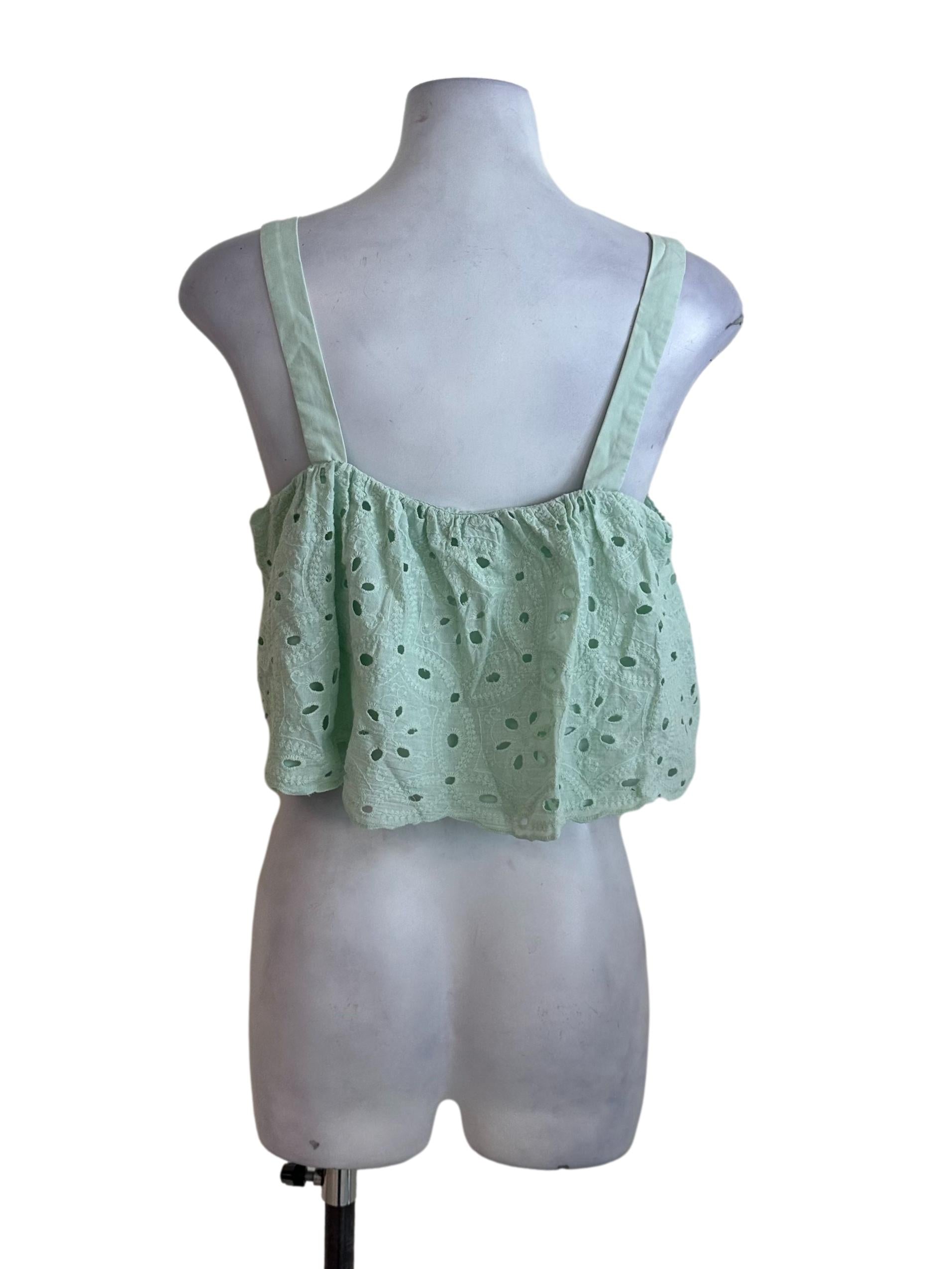 Mint Green Eyelet Embroidery Babydoll Top