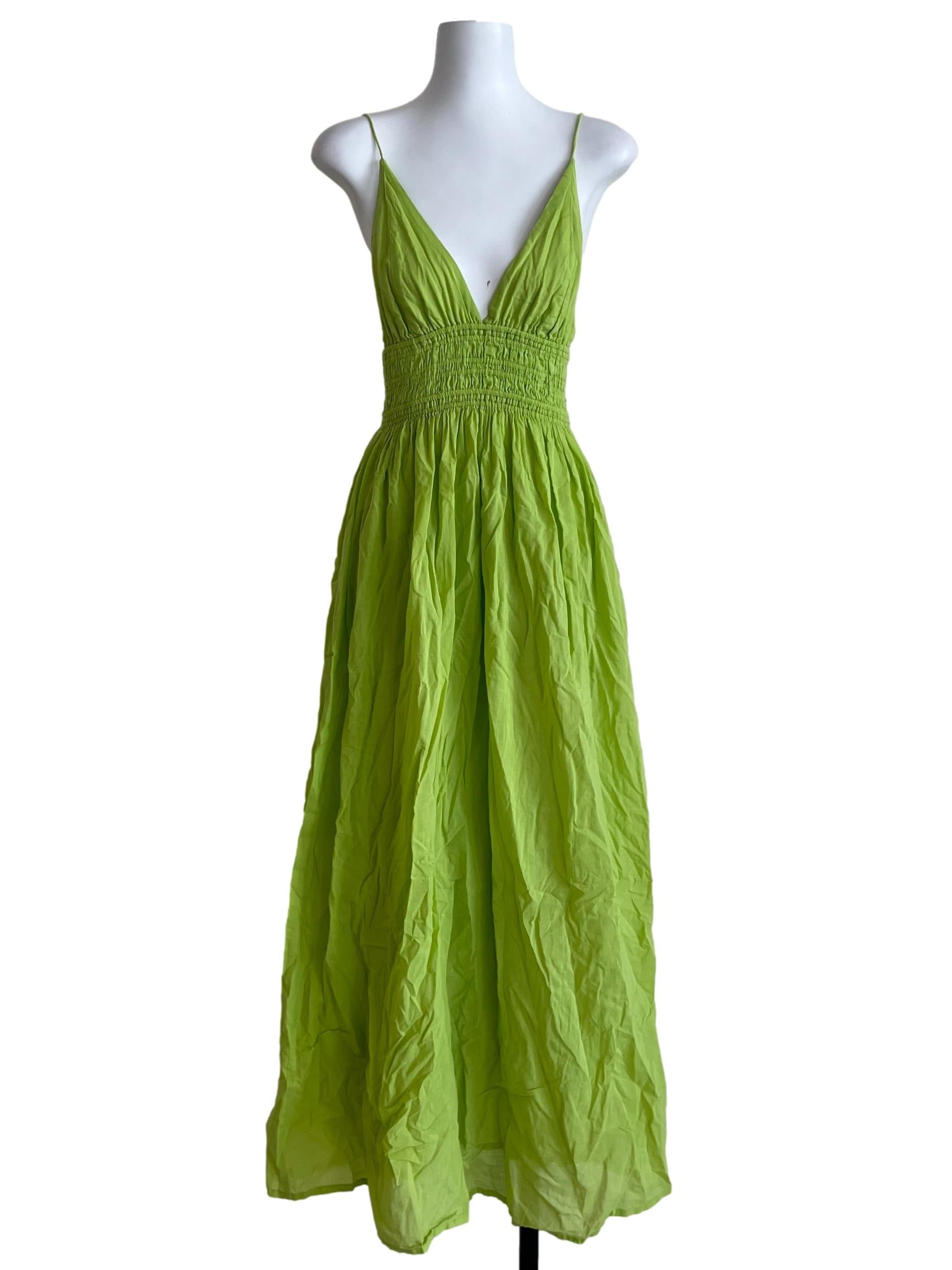 Lime Green V-Neckline Babydoll Dress