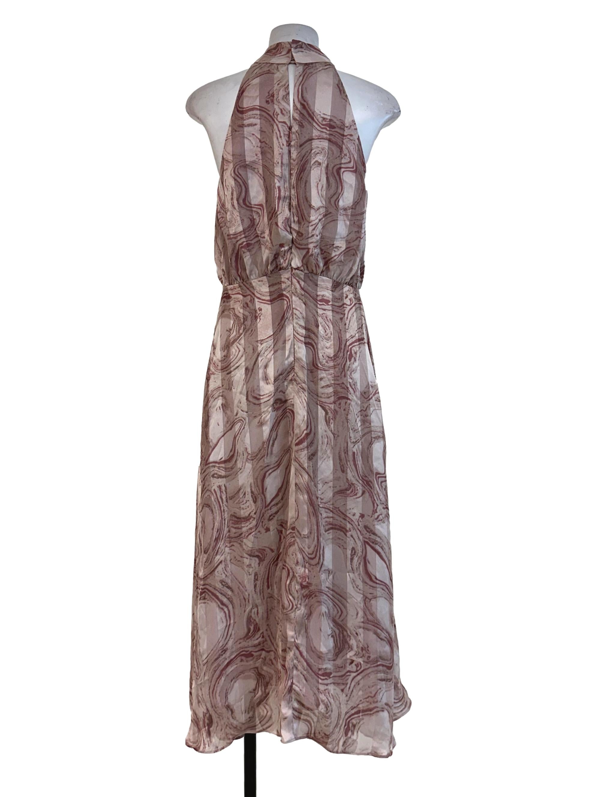 Pink Marble Abstract Slit Dress