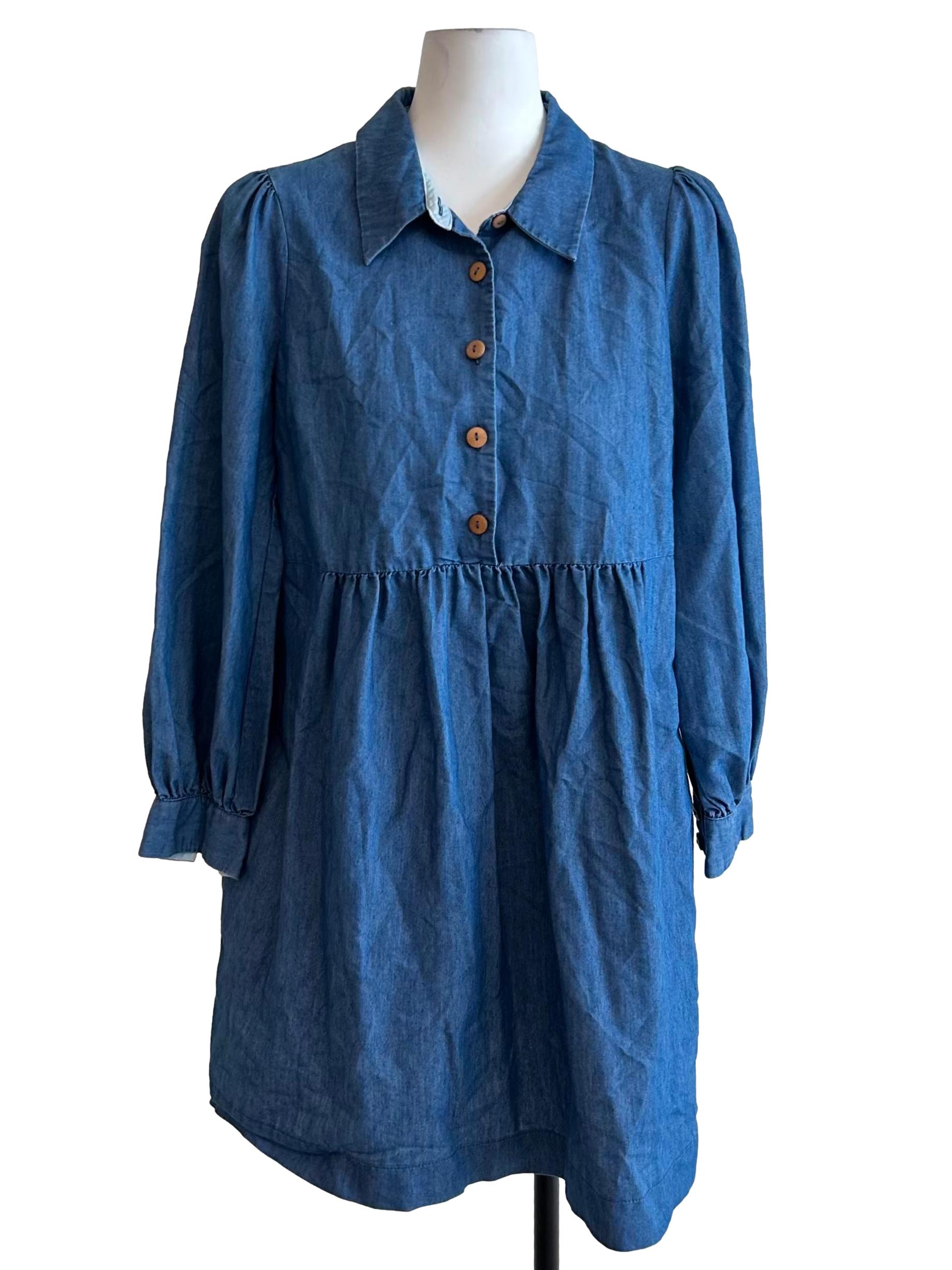 Denim Button Up Smock Dress