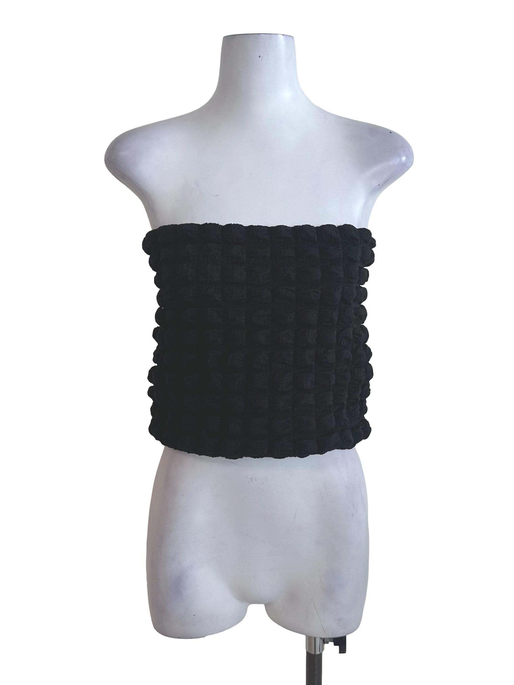 Raven Black Plaid Padded Tube Top