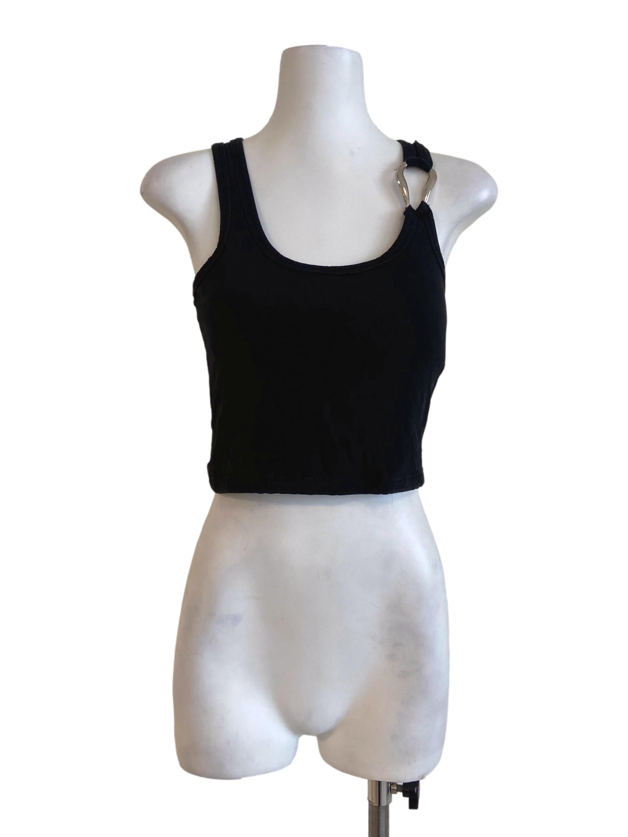 Black Sleeveless Twill Top YHF
