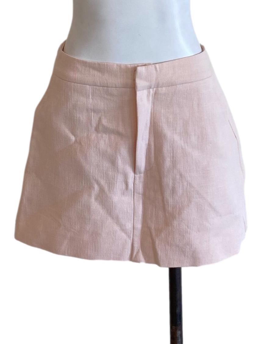 Lemonade Pink Buttoned Waist Mini Skirt