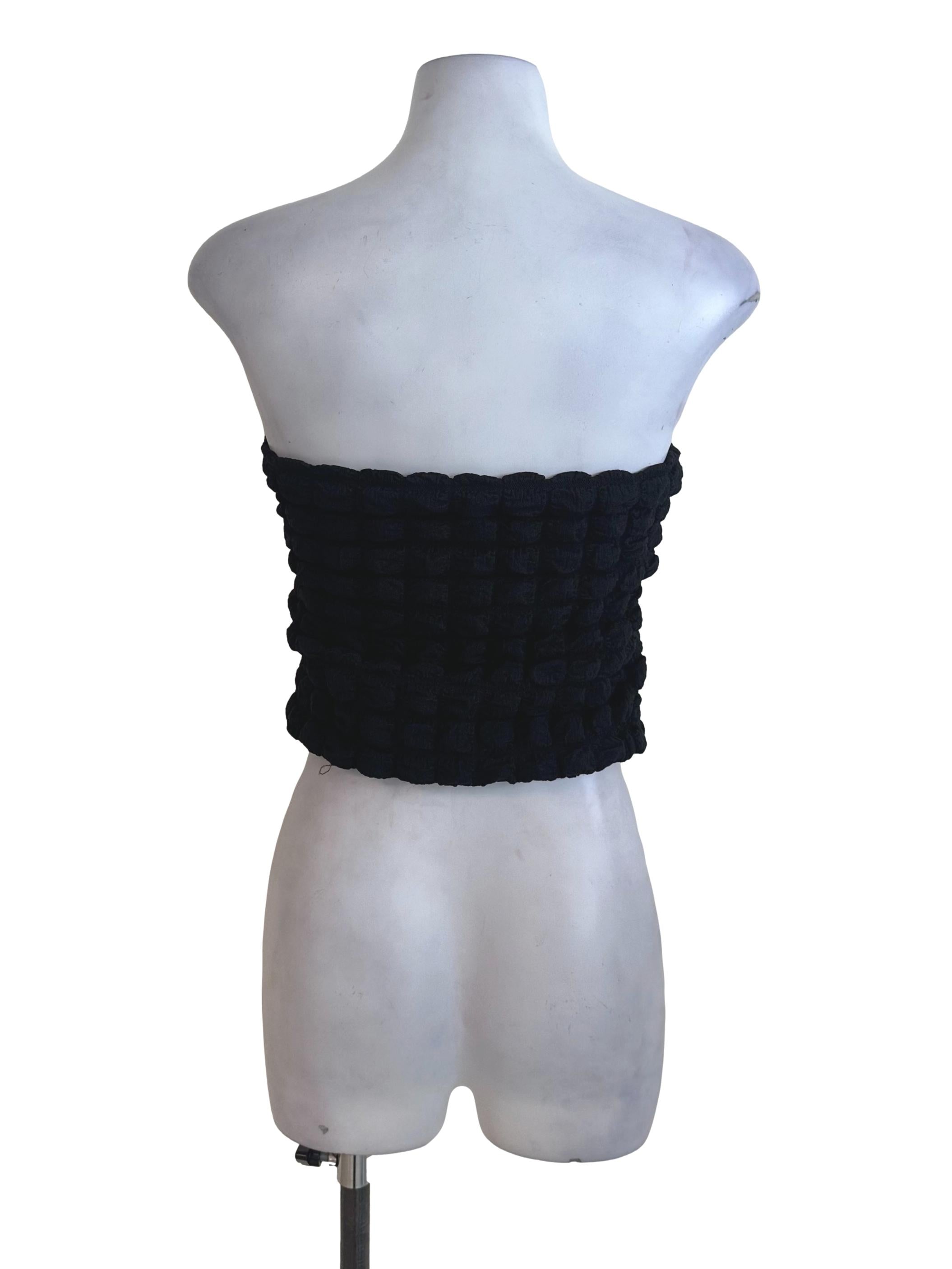 Raven Black Plaid Padded Tube Top