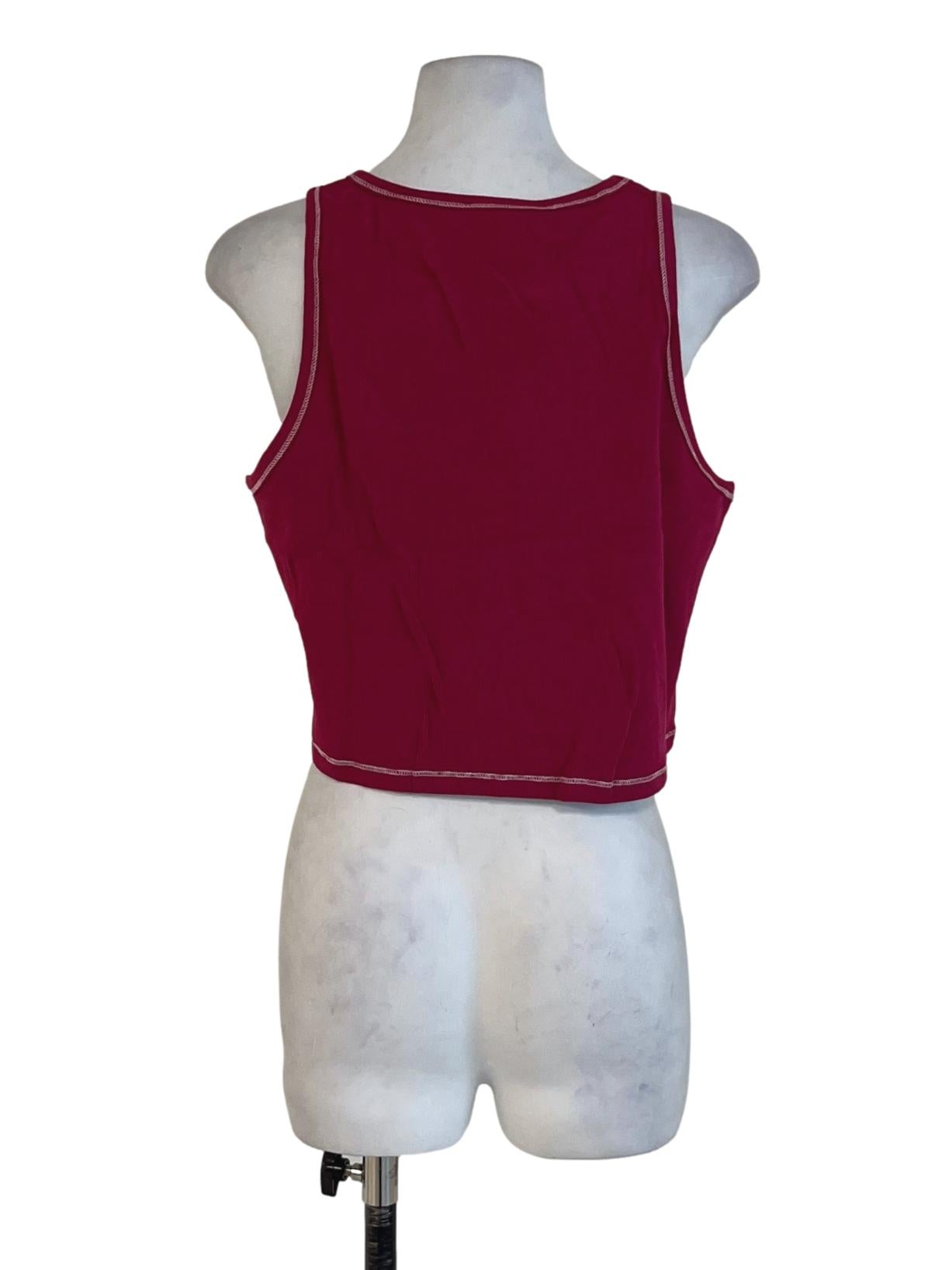 Red Cherry Contrast Racercut Top