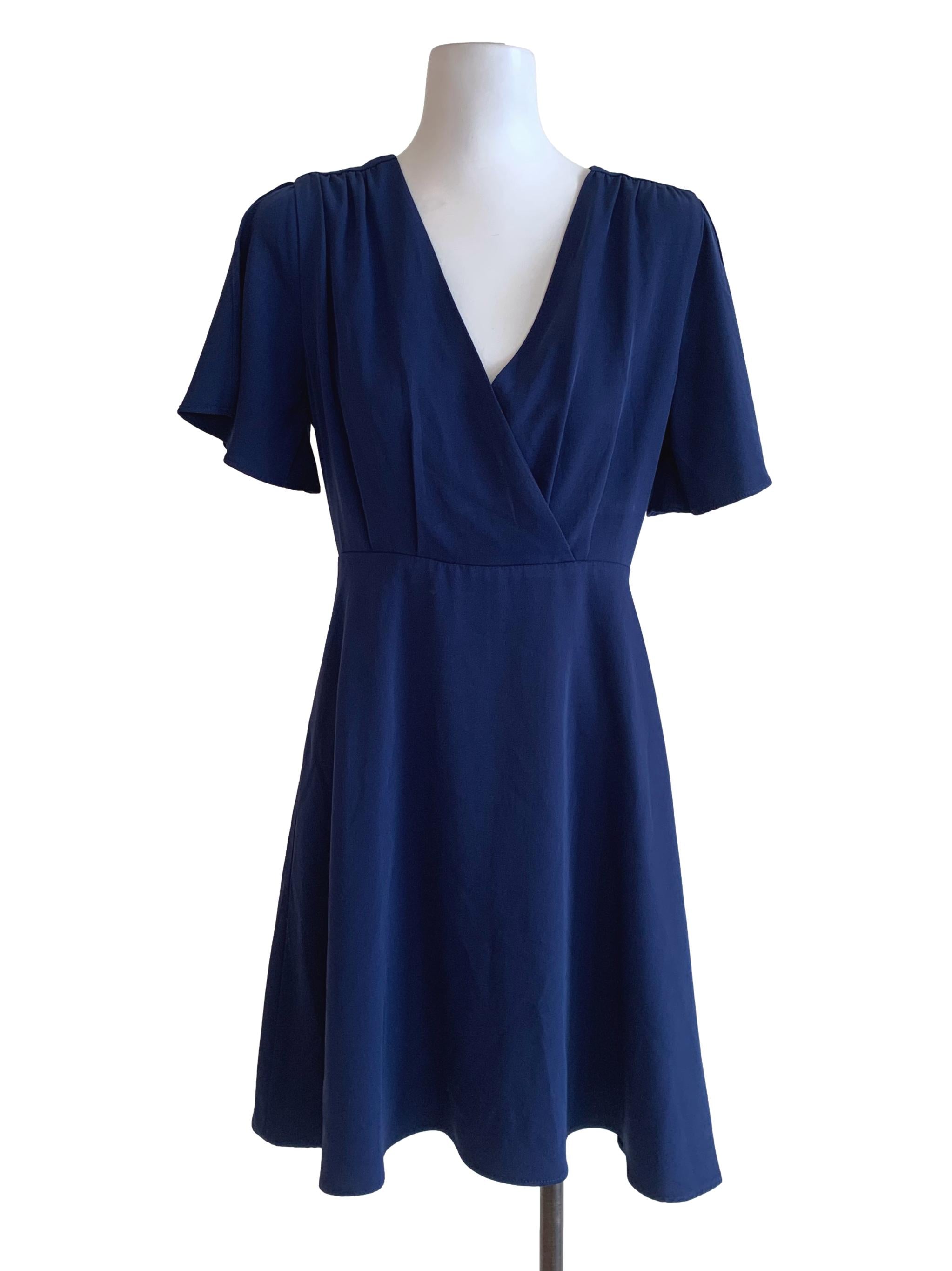 Navy Plain A-Line Dress