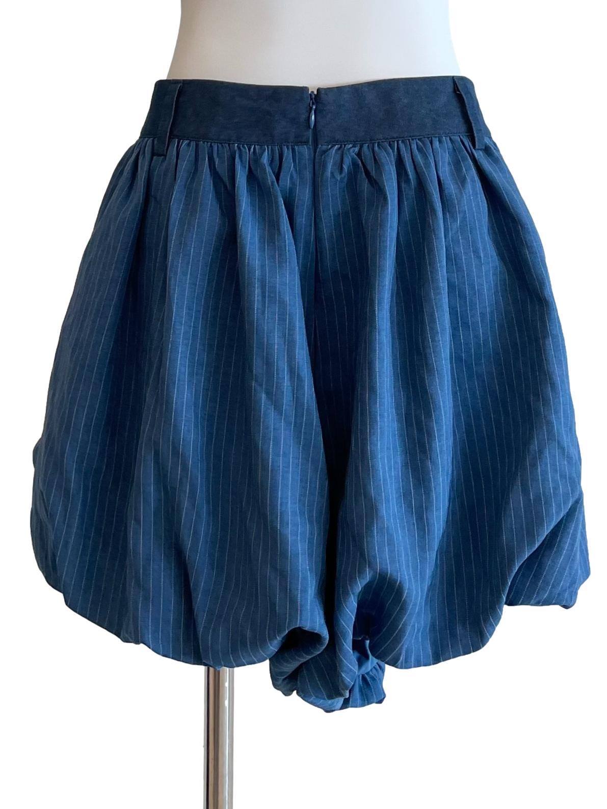 Blue Pinstripe Pumpkin Shorts