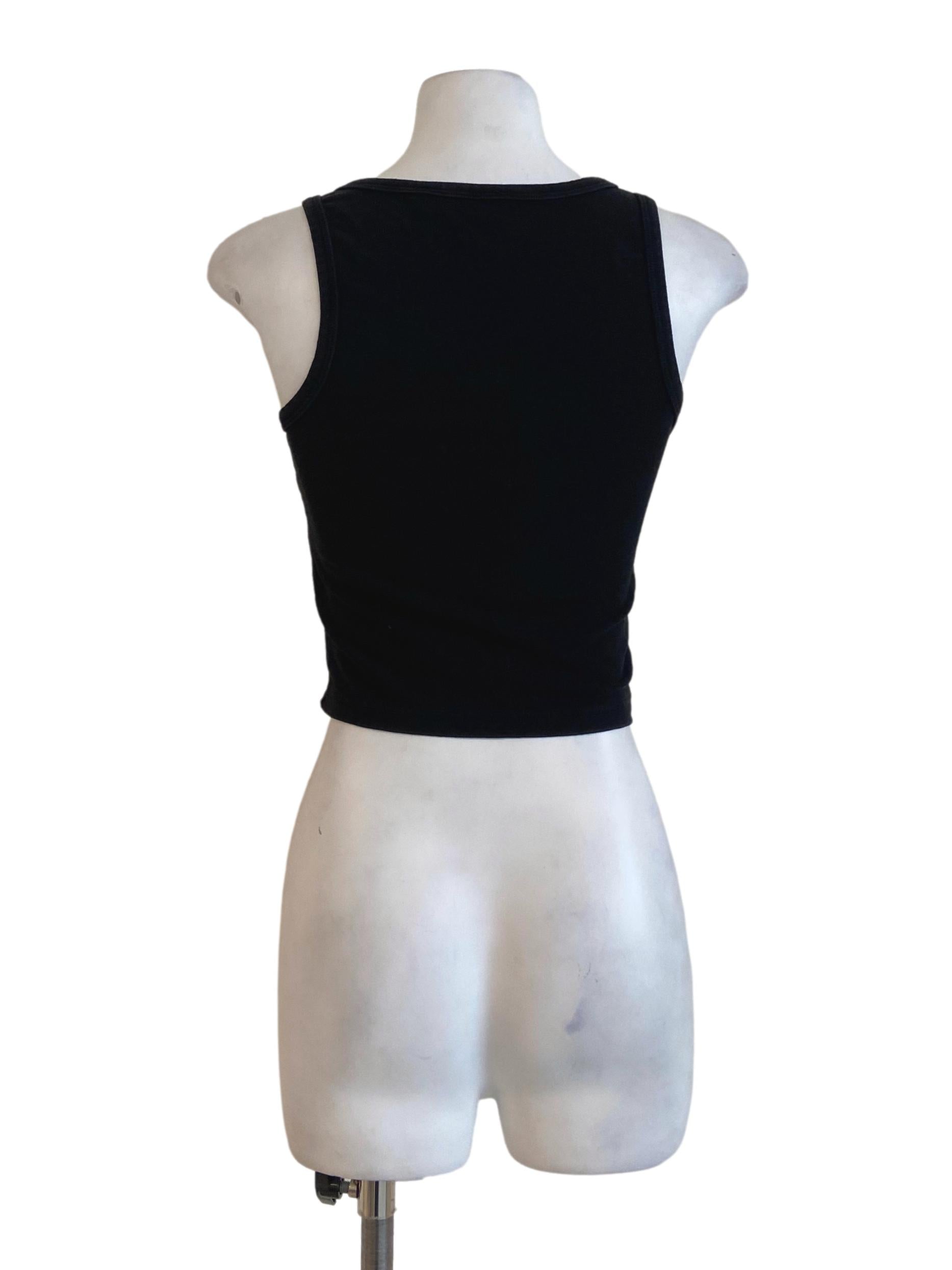 Black Sleeveless Twill Top YHF
