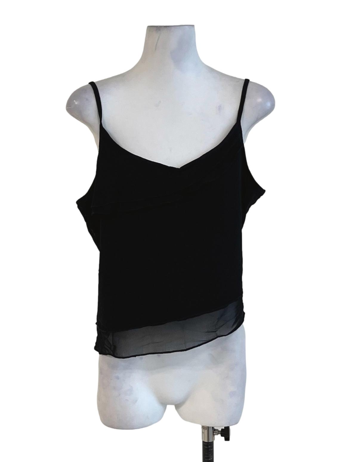 Black Aubrey Mesh Ruffles Top