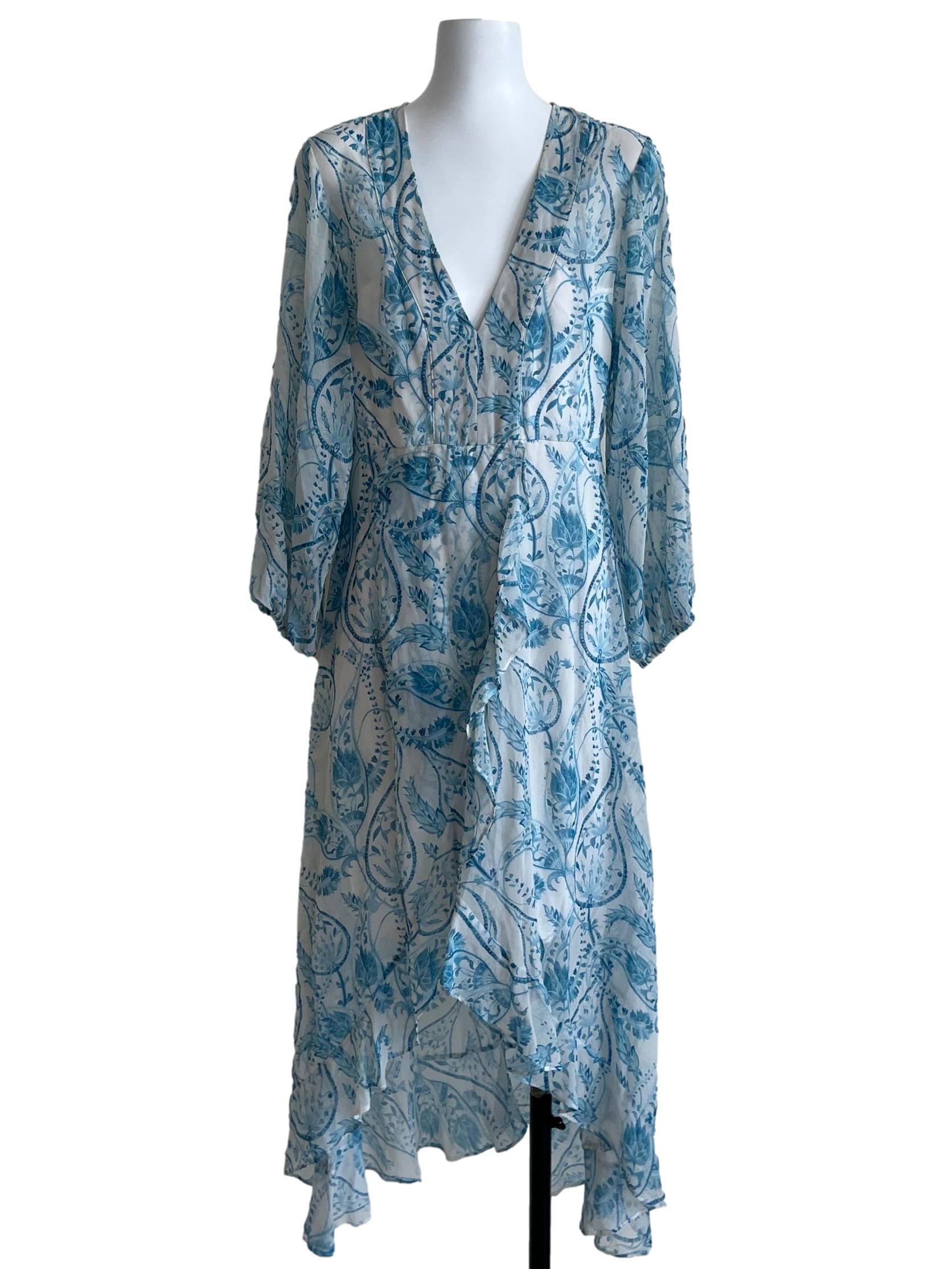 Sky Blue Floral Empire Dress