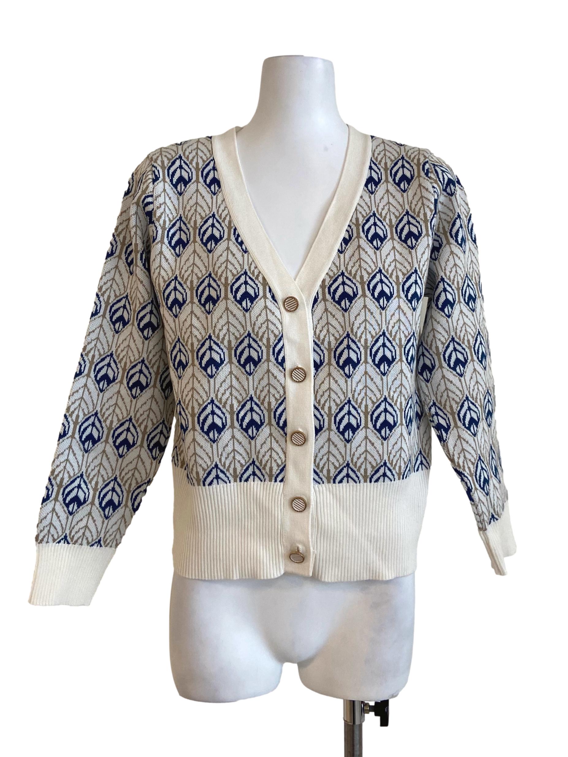 White & Floral Button Down Pegged Cardigan
