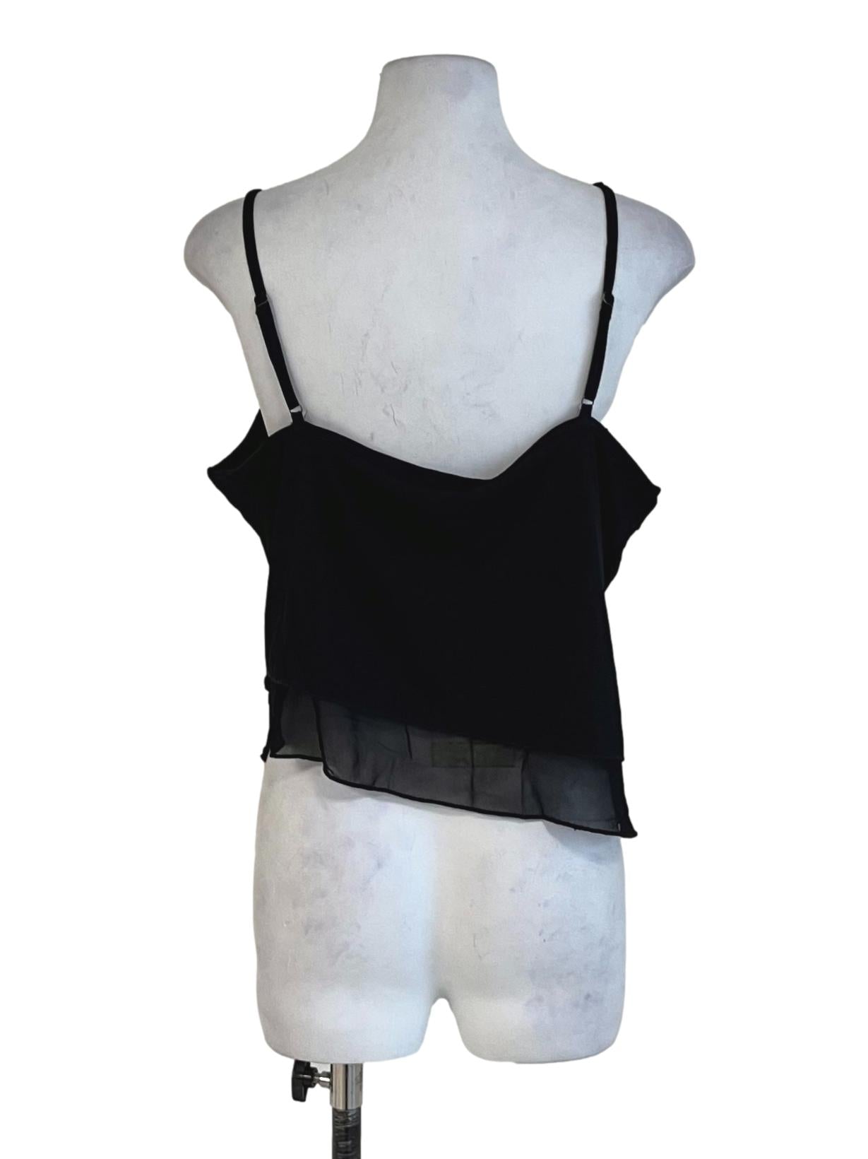 Black Aubrey Mesh Ruffles Top
