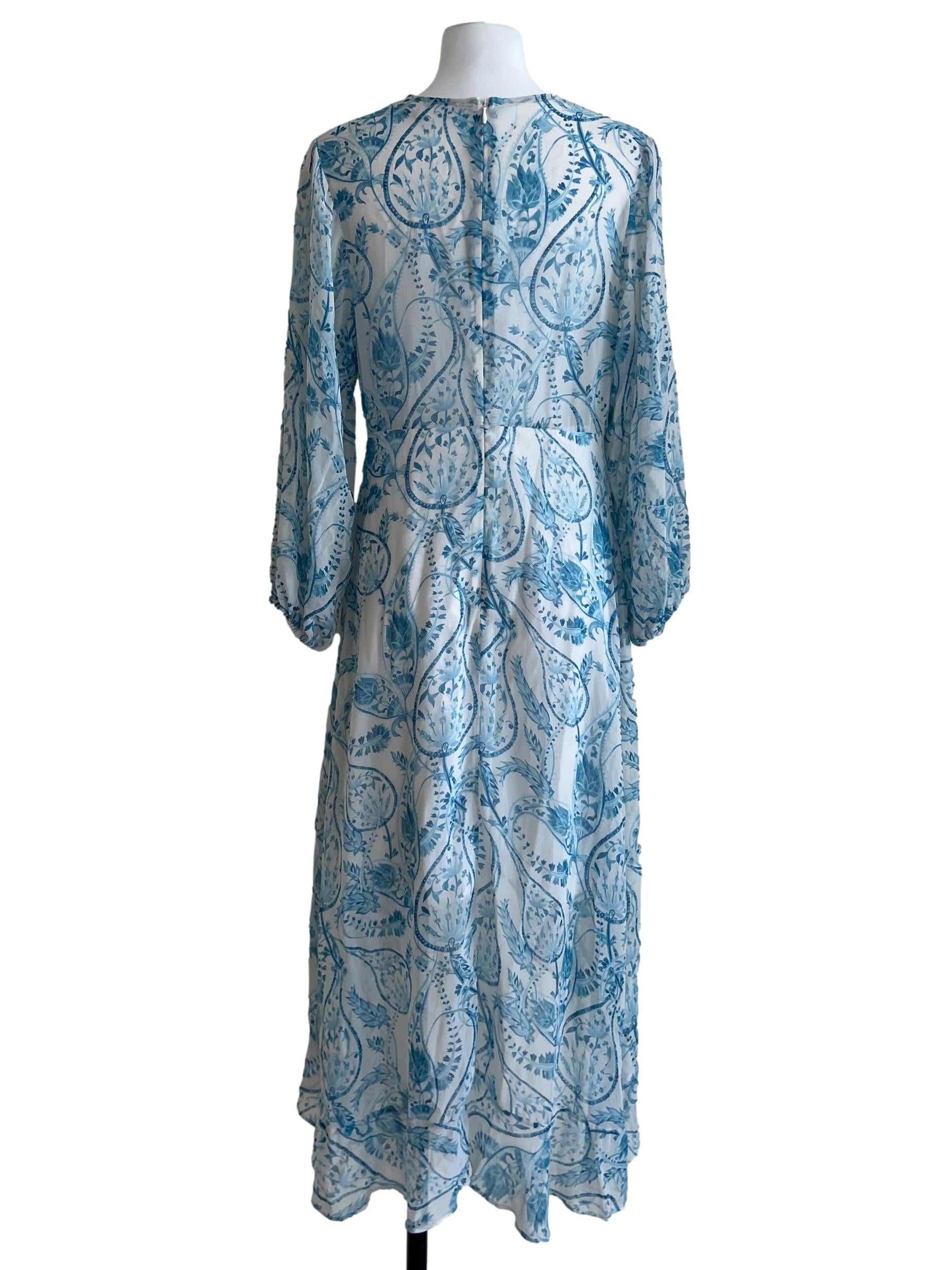 Sky Blue Floral Empire Dress