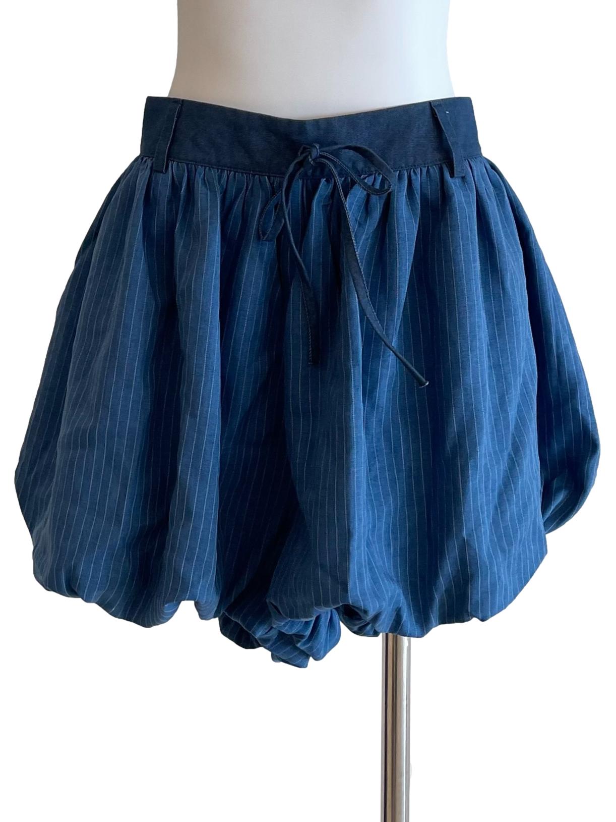 Blue Pinstripe Pumpkin Shorts