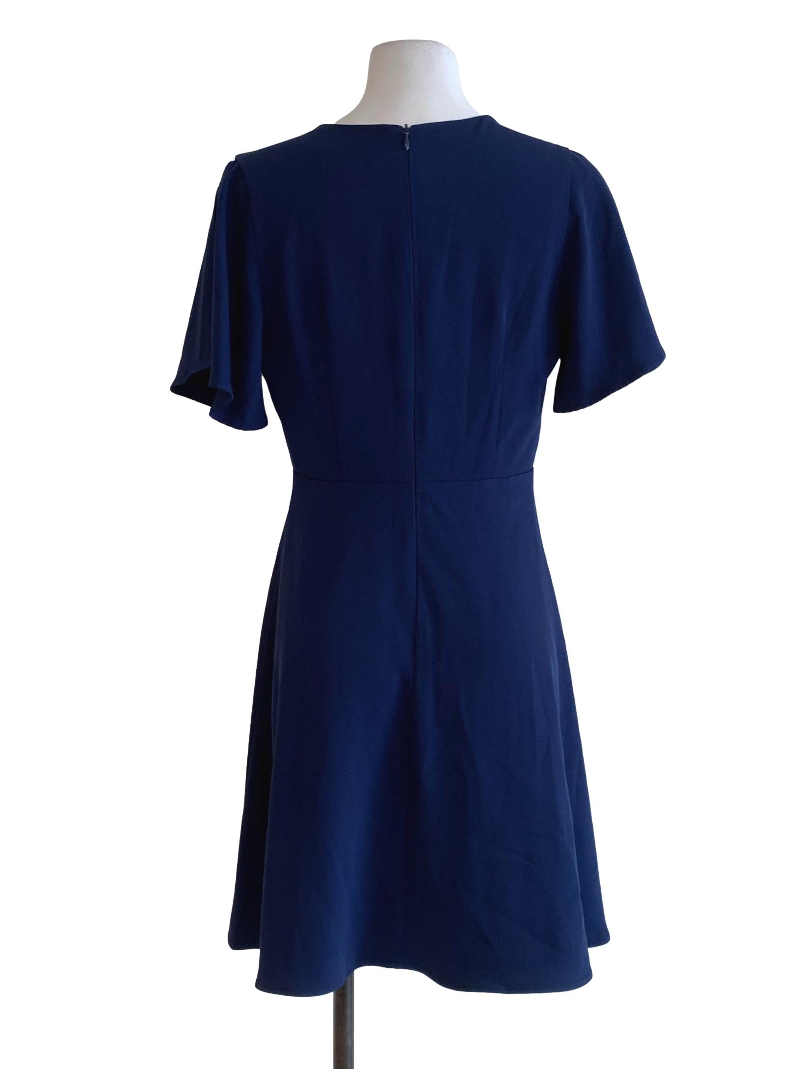 Navy Plain A-Line Dress