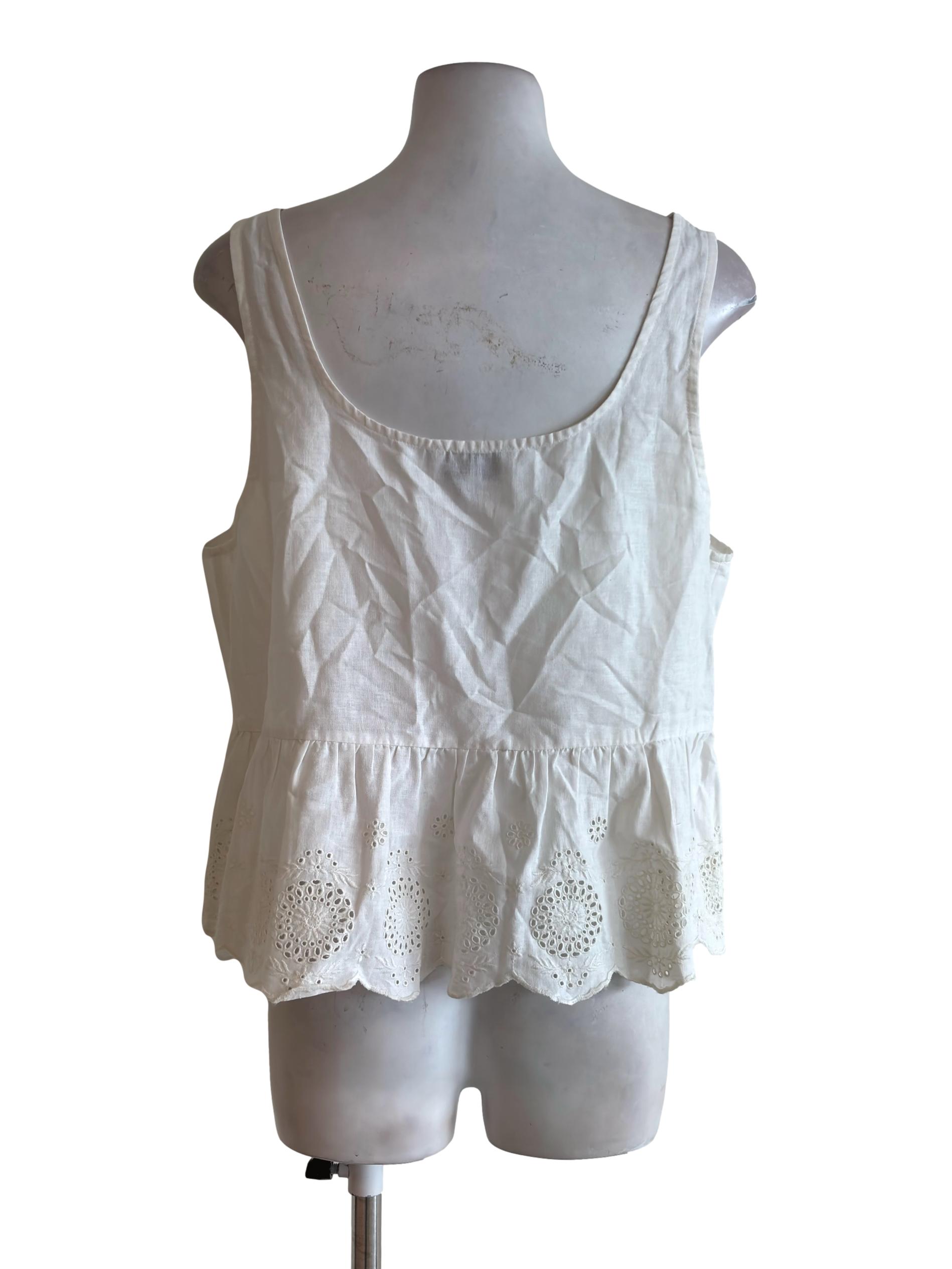 Off White Eyelet Sleeveless Top