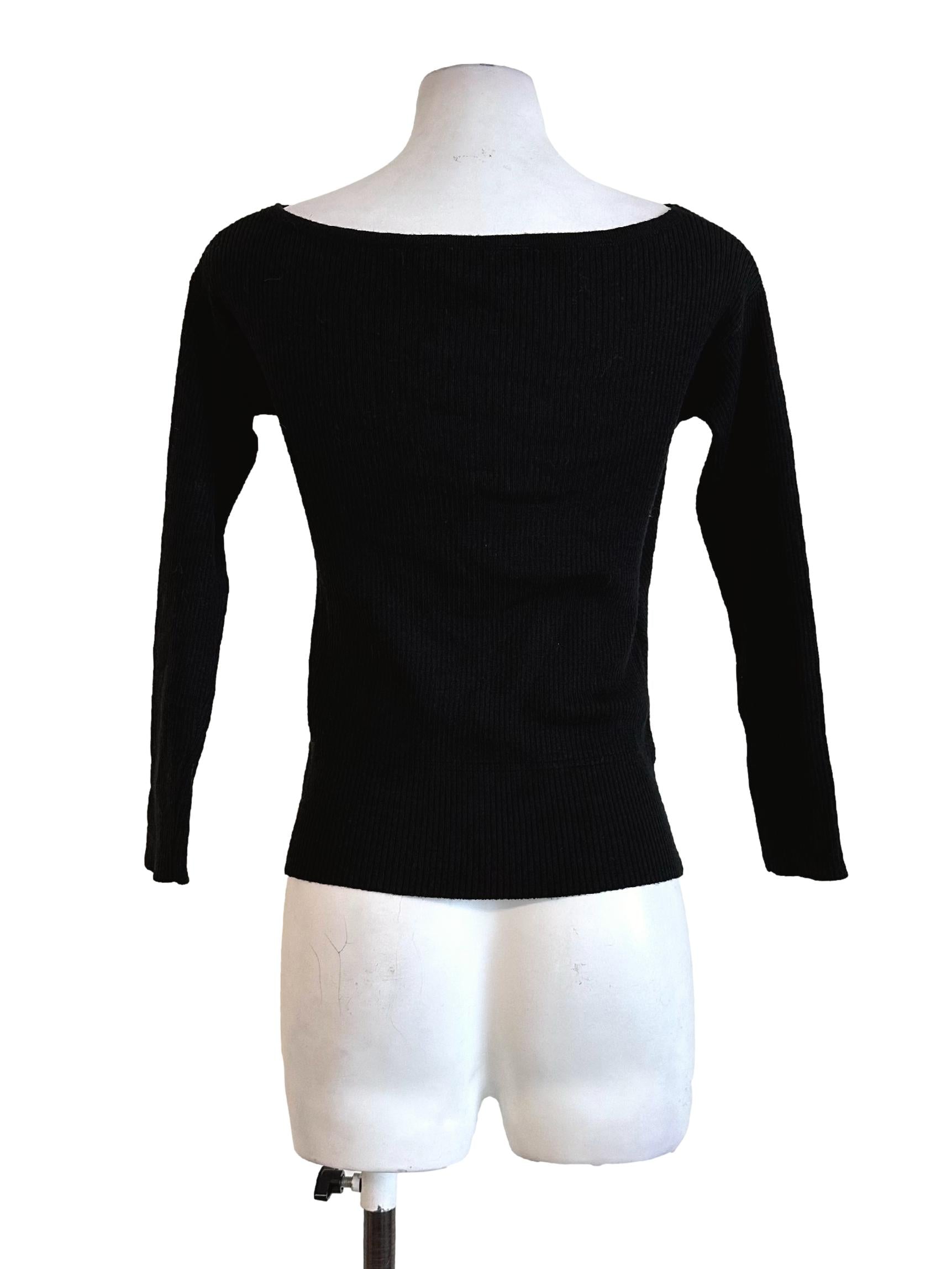 Black Textured Long Sleeves Top LB