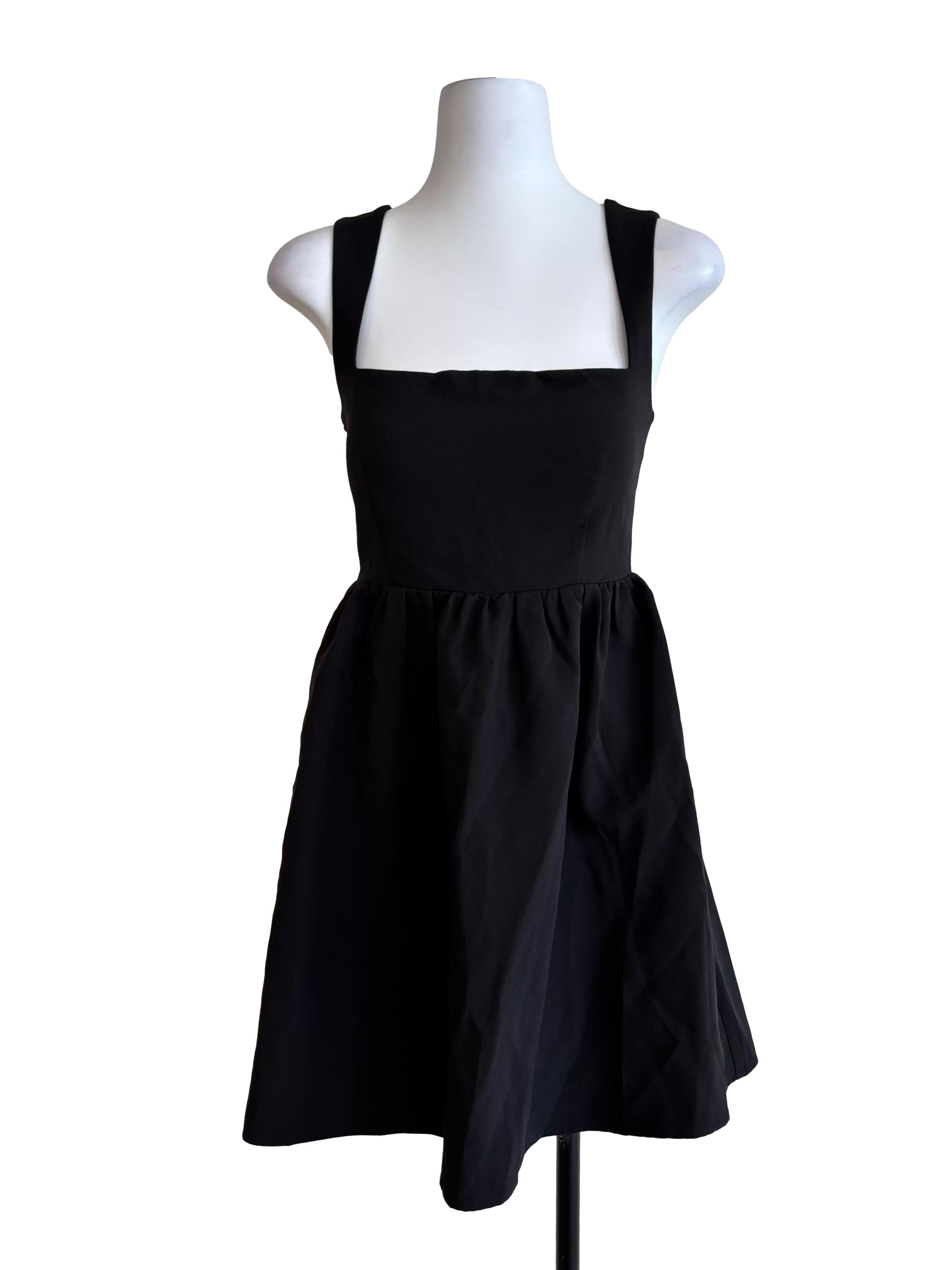 Raven Black Square Neck A-Line Dress