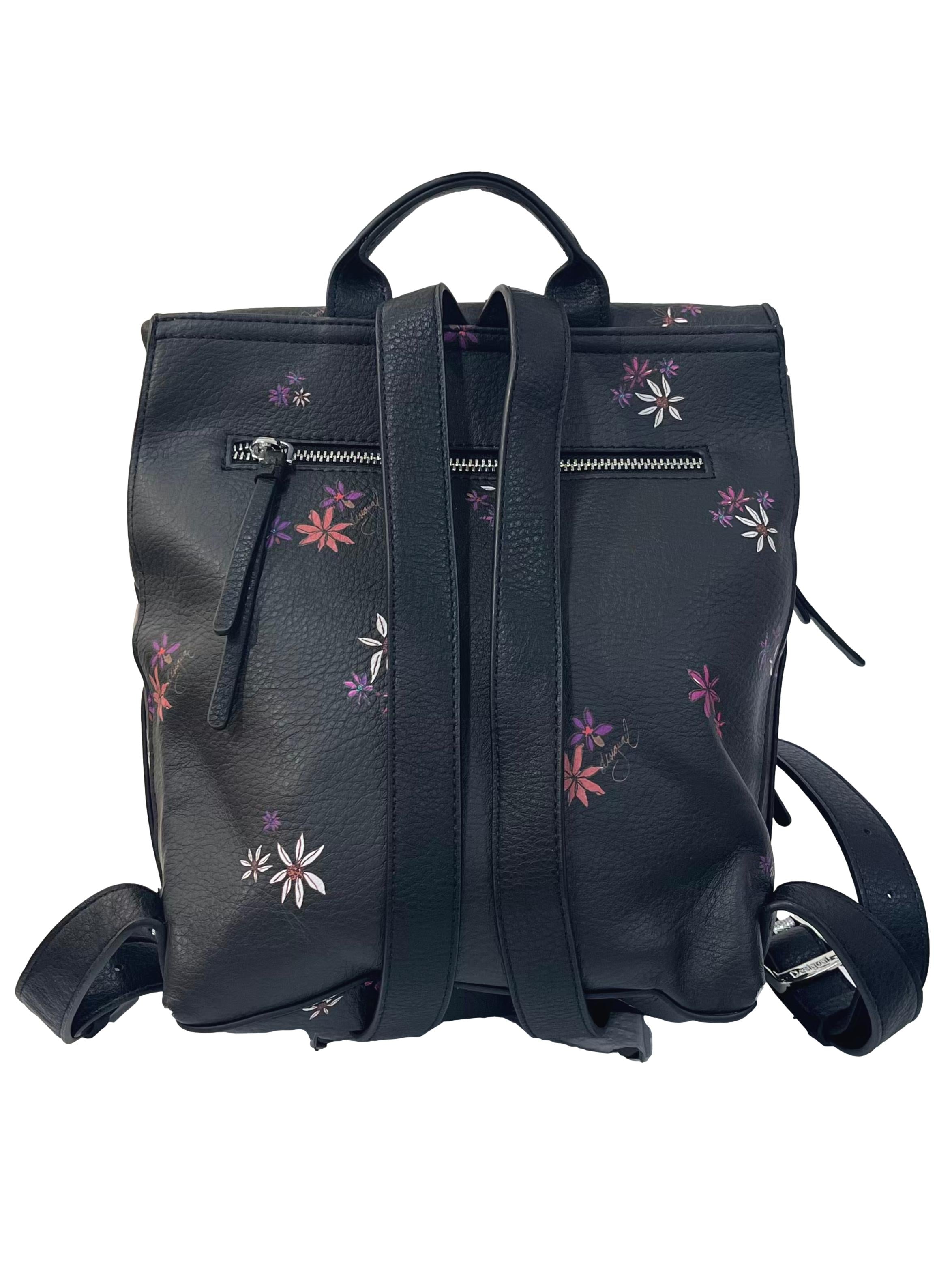 Black Leather Floral Mini Backpack CSN