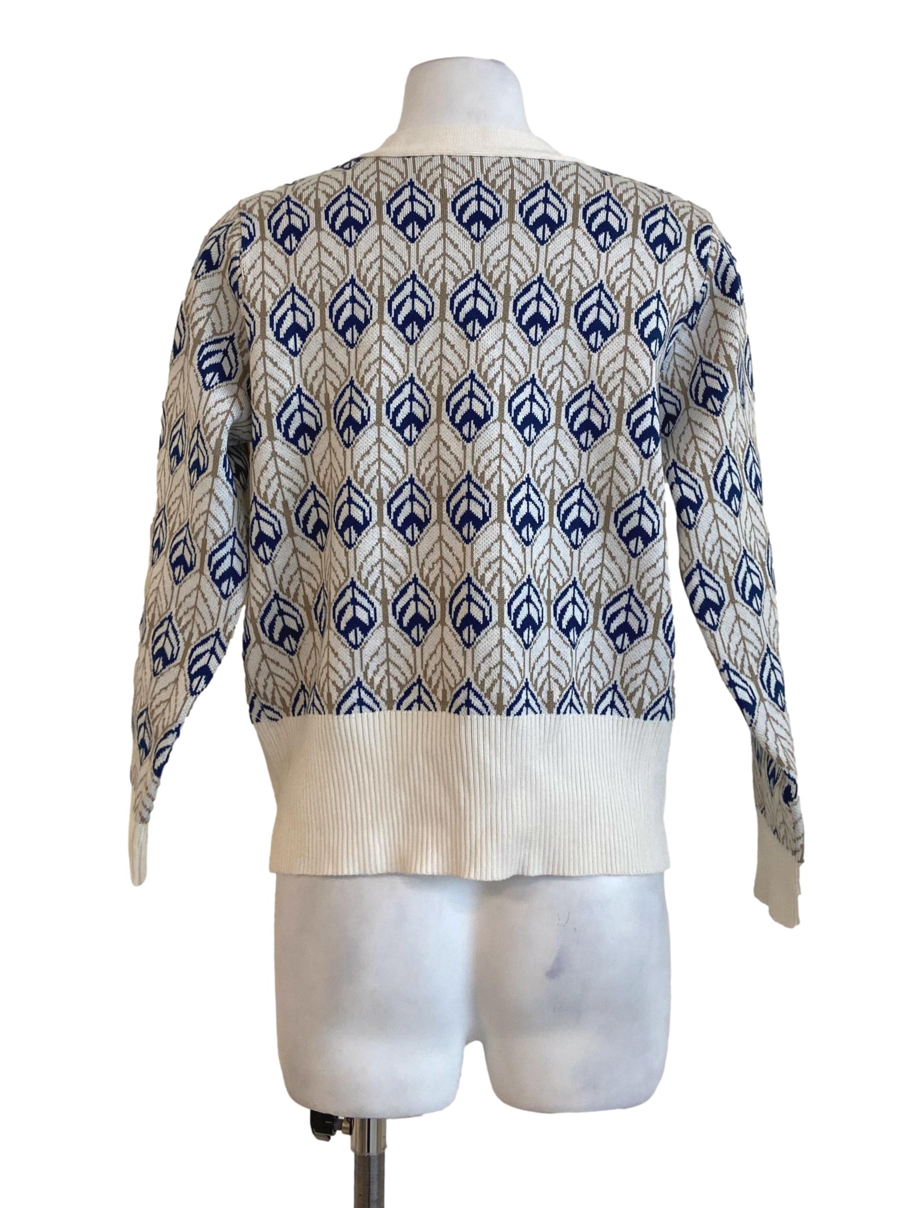 White & Floral Button Down Pegged Cardigan