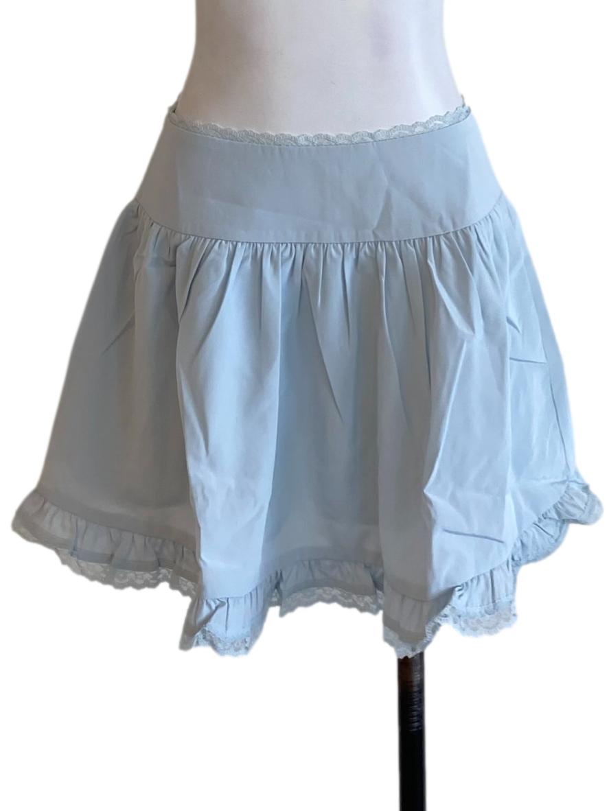 Sky Blue Lace Detail Flowy Mini A-Line Skirt