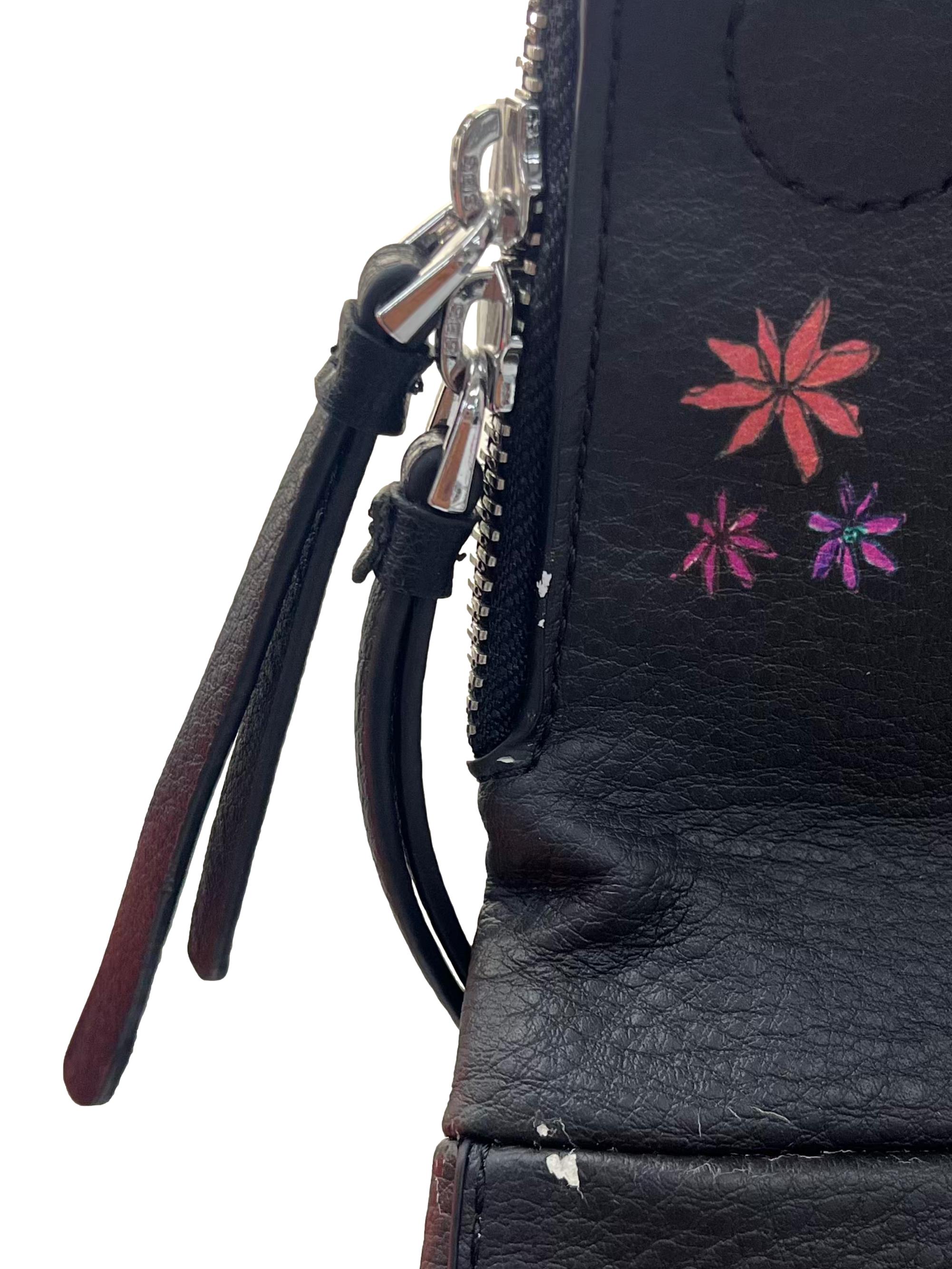 Black Leather Floral Mini Backpack CSN