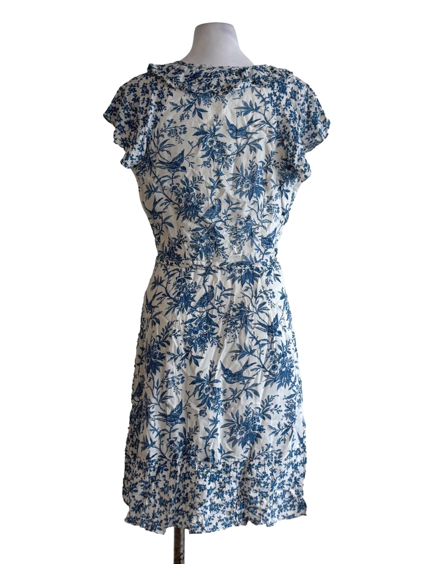 Powder White Blue Floral Print Dress