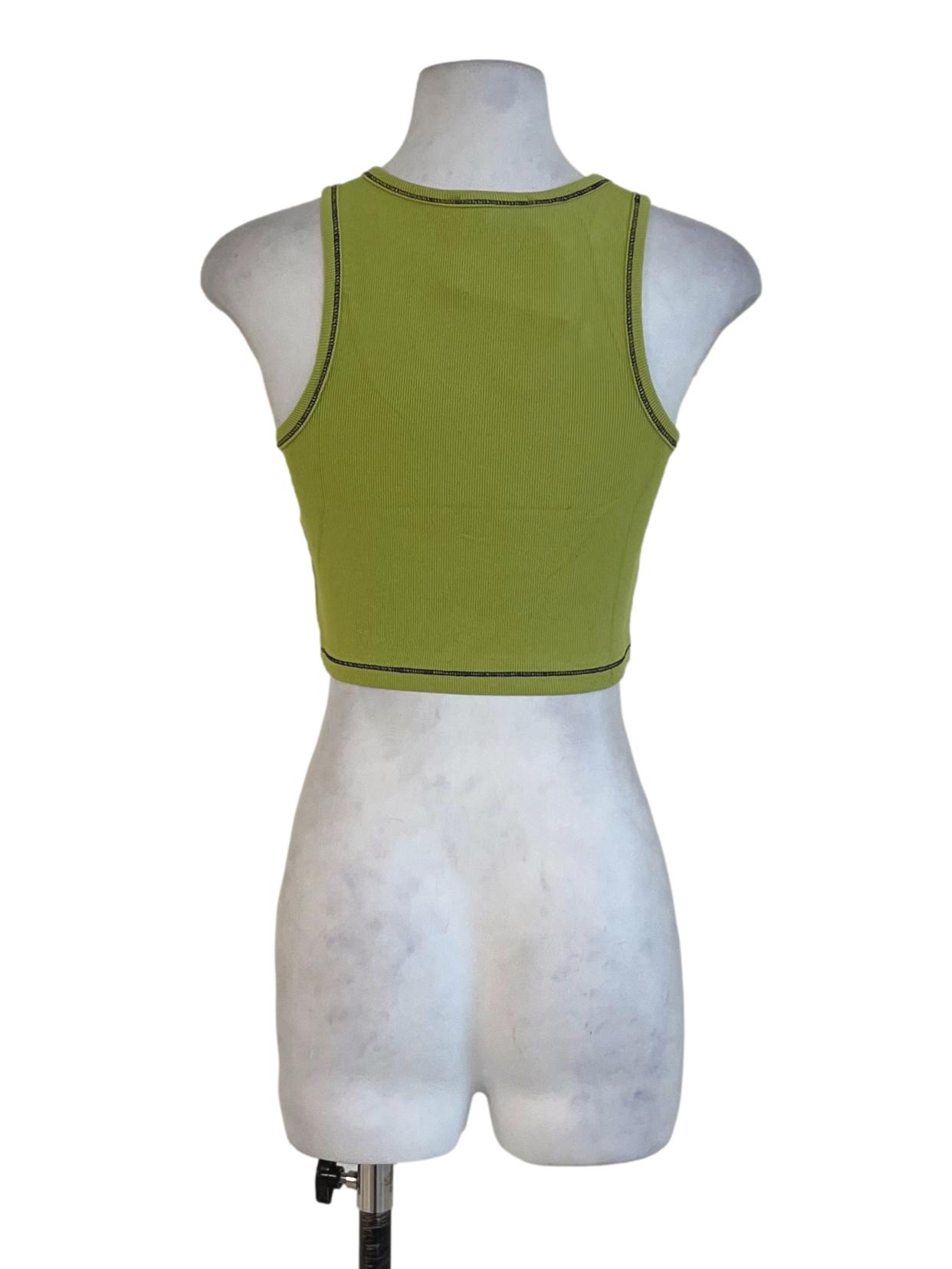 Green Cherry Contrast Racercut Top
