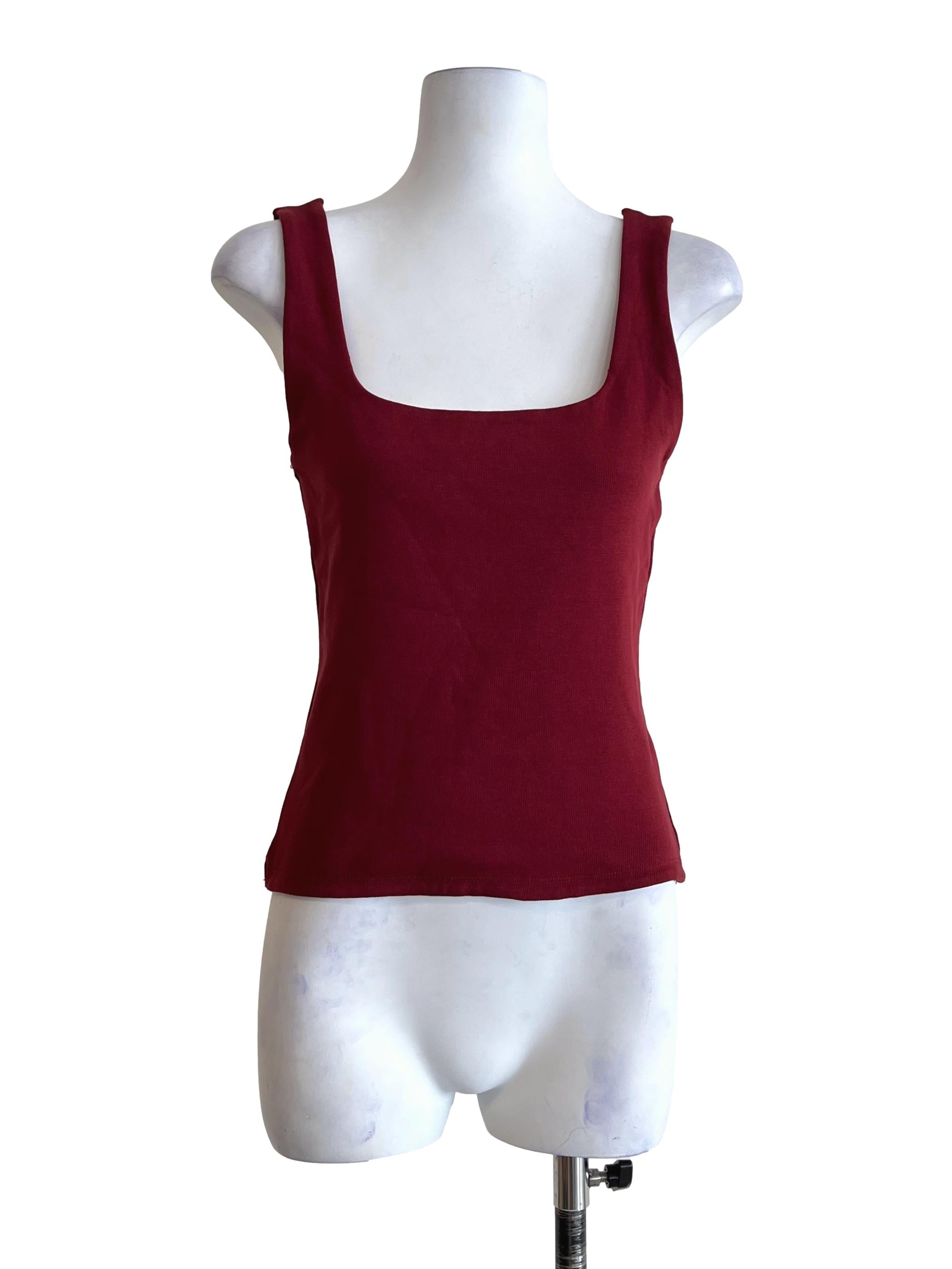 Berry Red Square Sleeveless Top