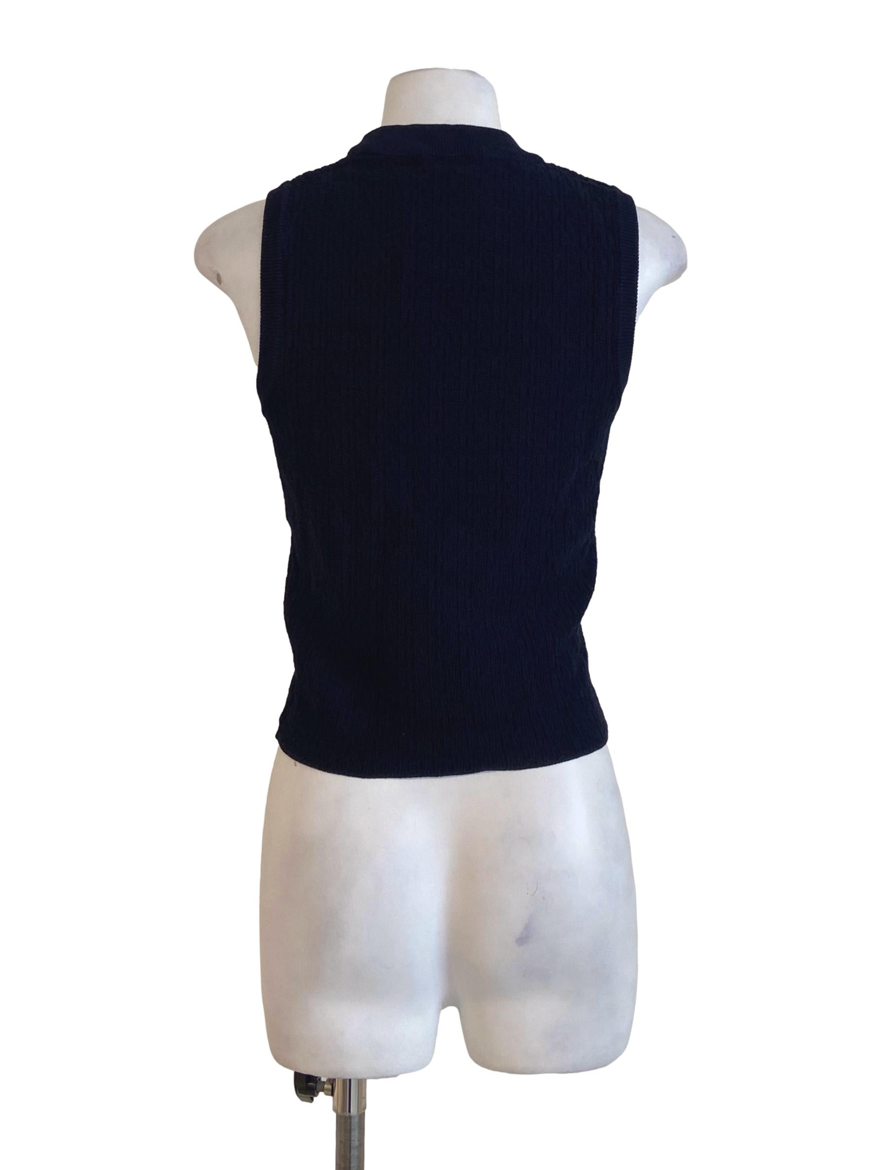 Navy Blue Sleeveless Twill Blouse