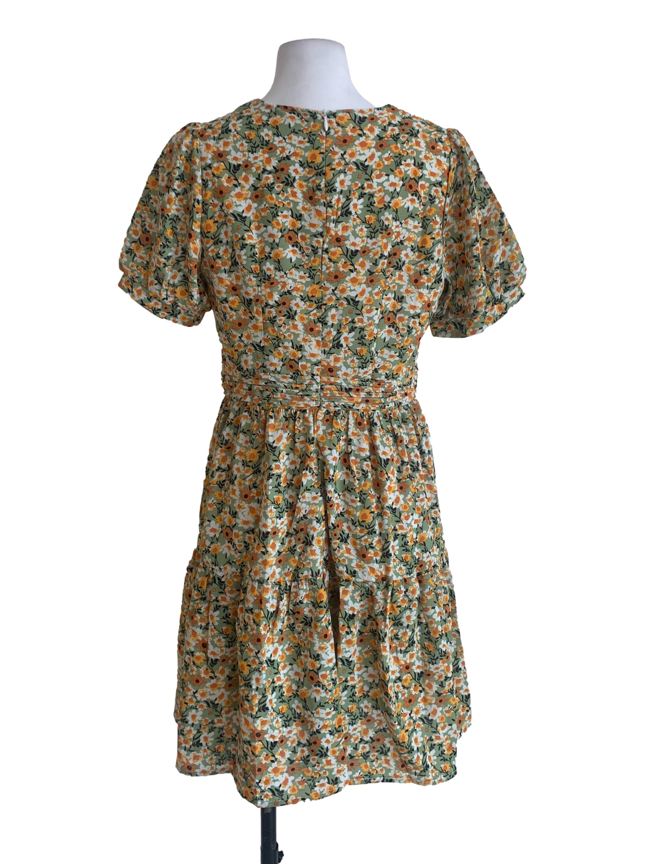 Green Floral Pattern Dress