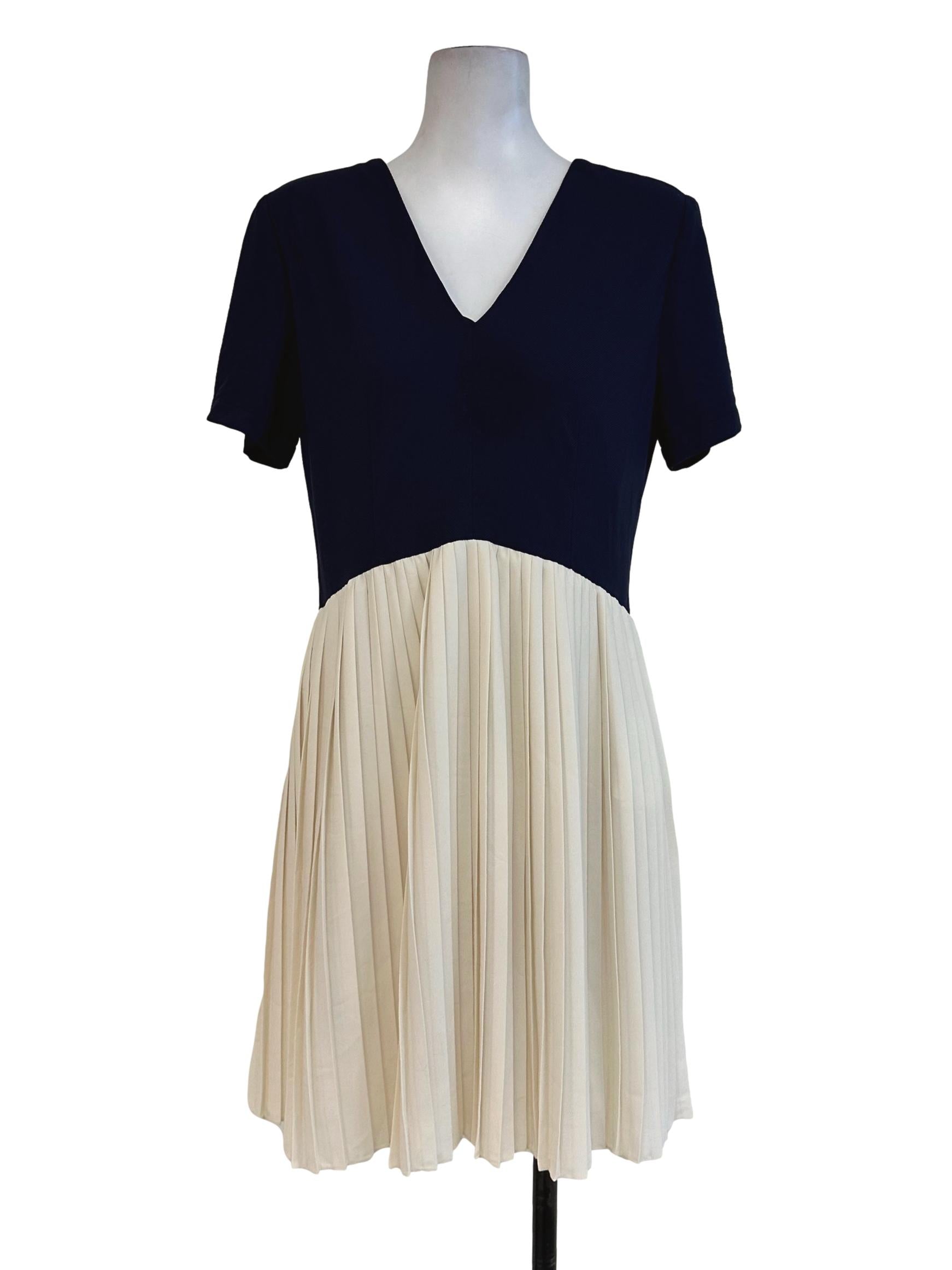 Blue White Pleated Dress