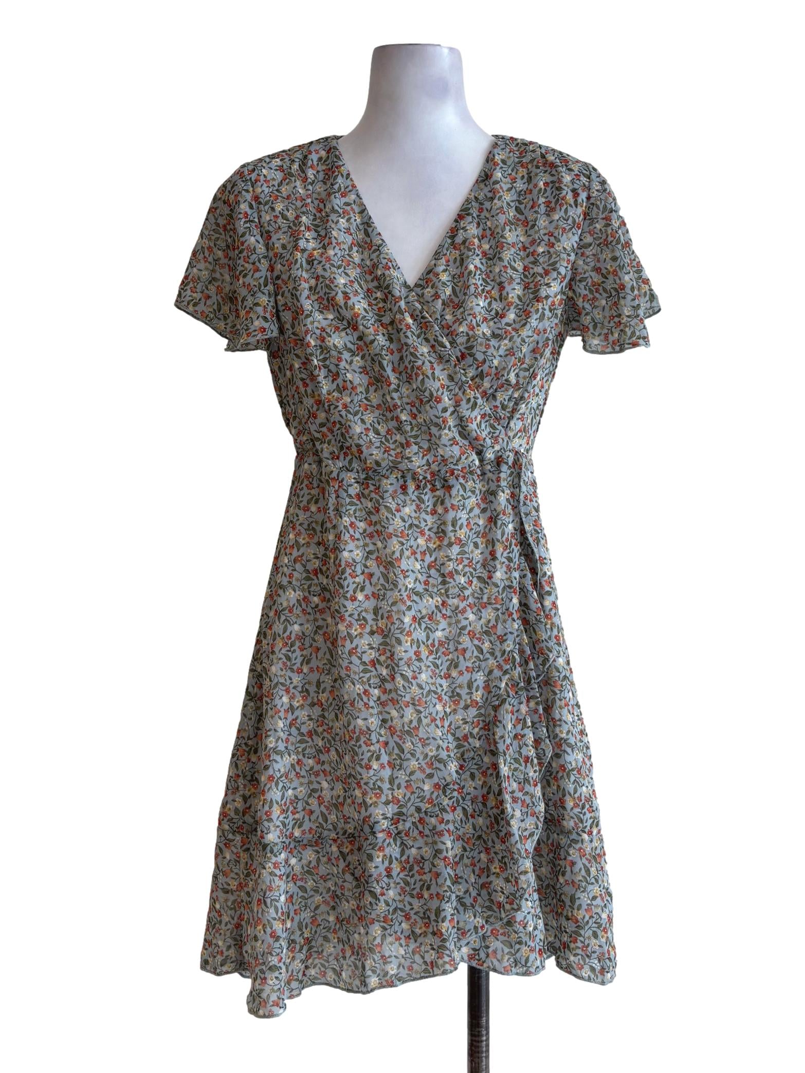Mint Green Floral Flowy Dress