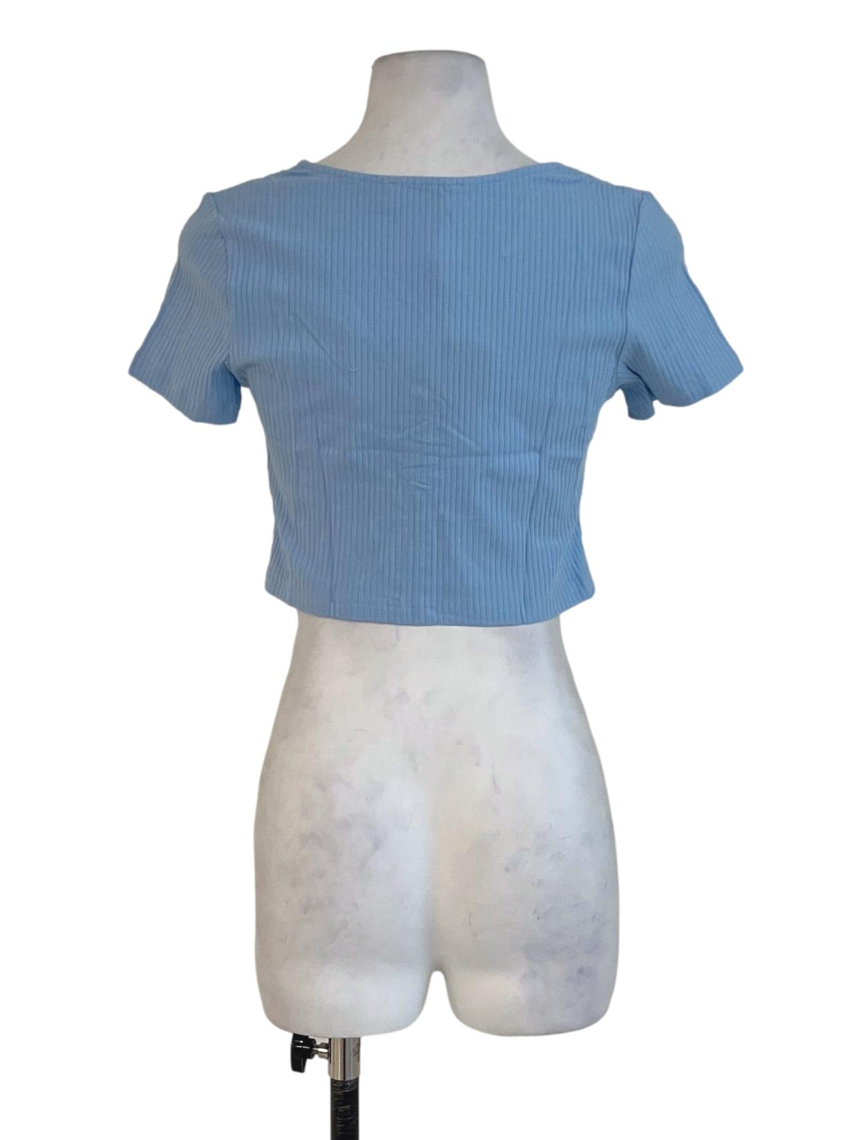 Blue Shea Drawstring Ribbed Top