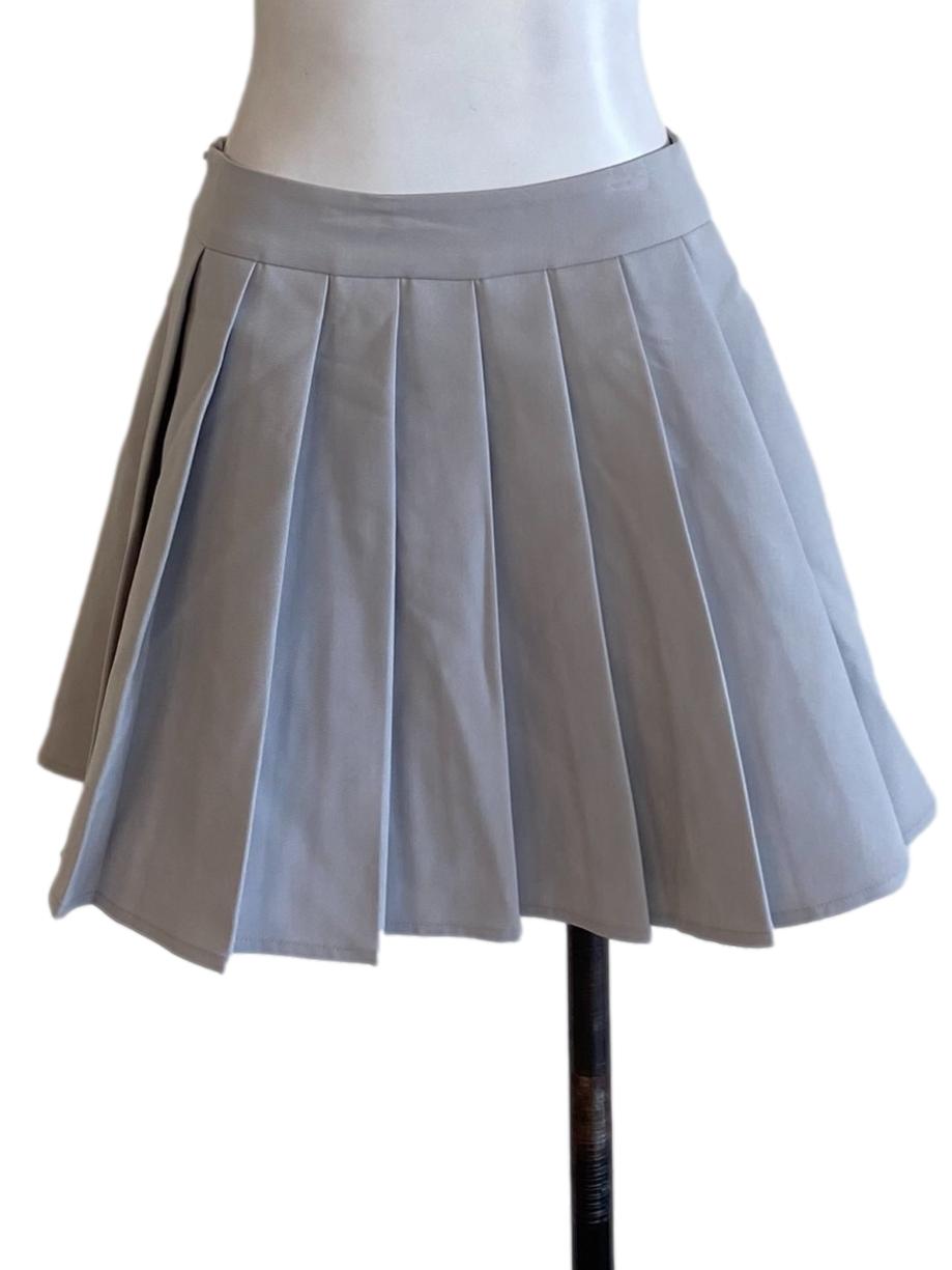 Coin Grey Box Pleated Mini A-Line Skirt
