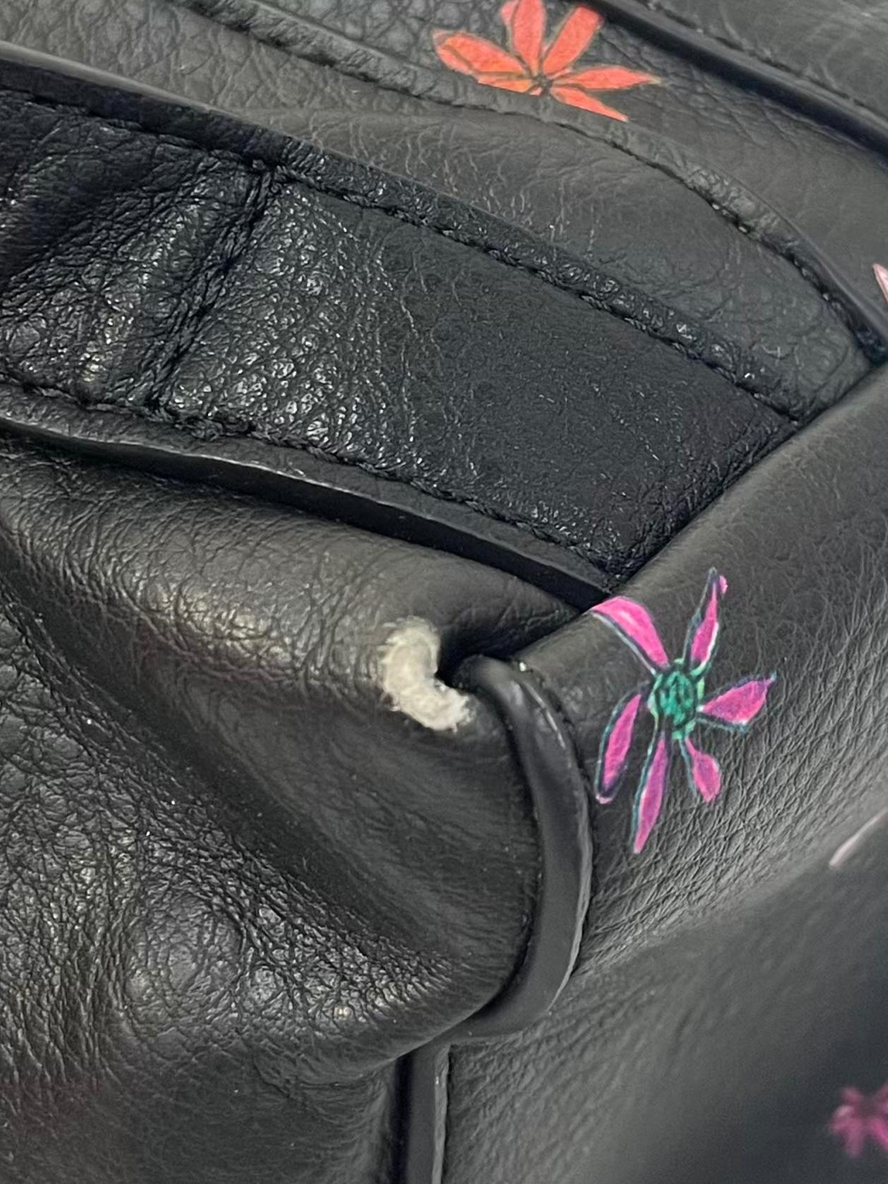 Black Leather Floral Mini Backpack CSN