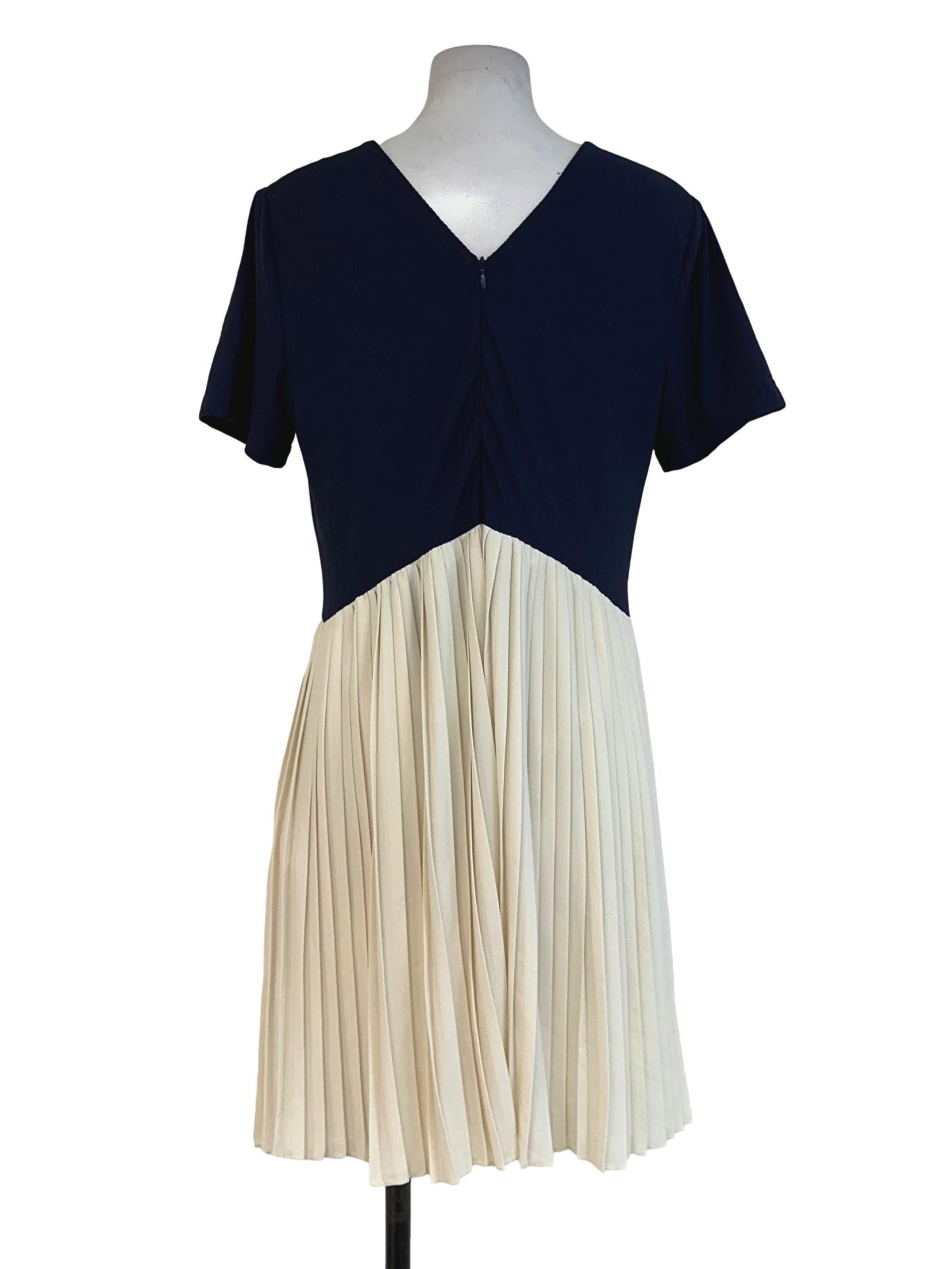 Blue White Pleated Dress