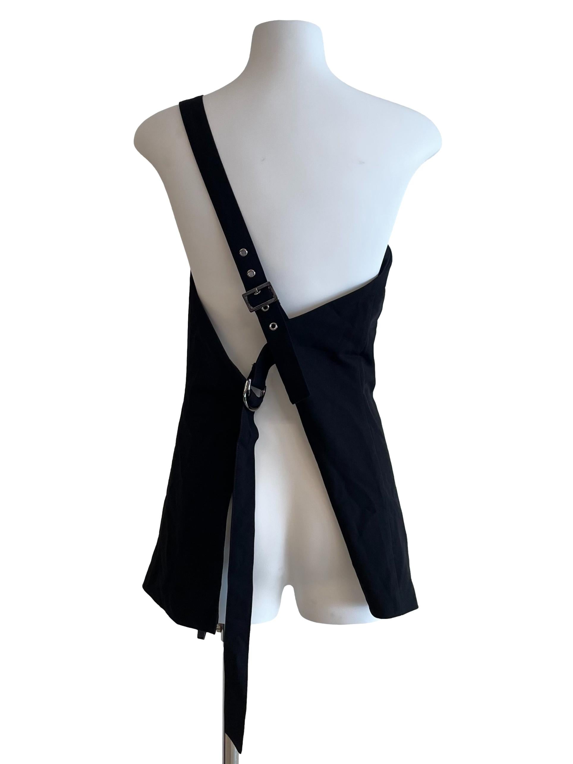 Black Asymmetric Open Back Top