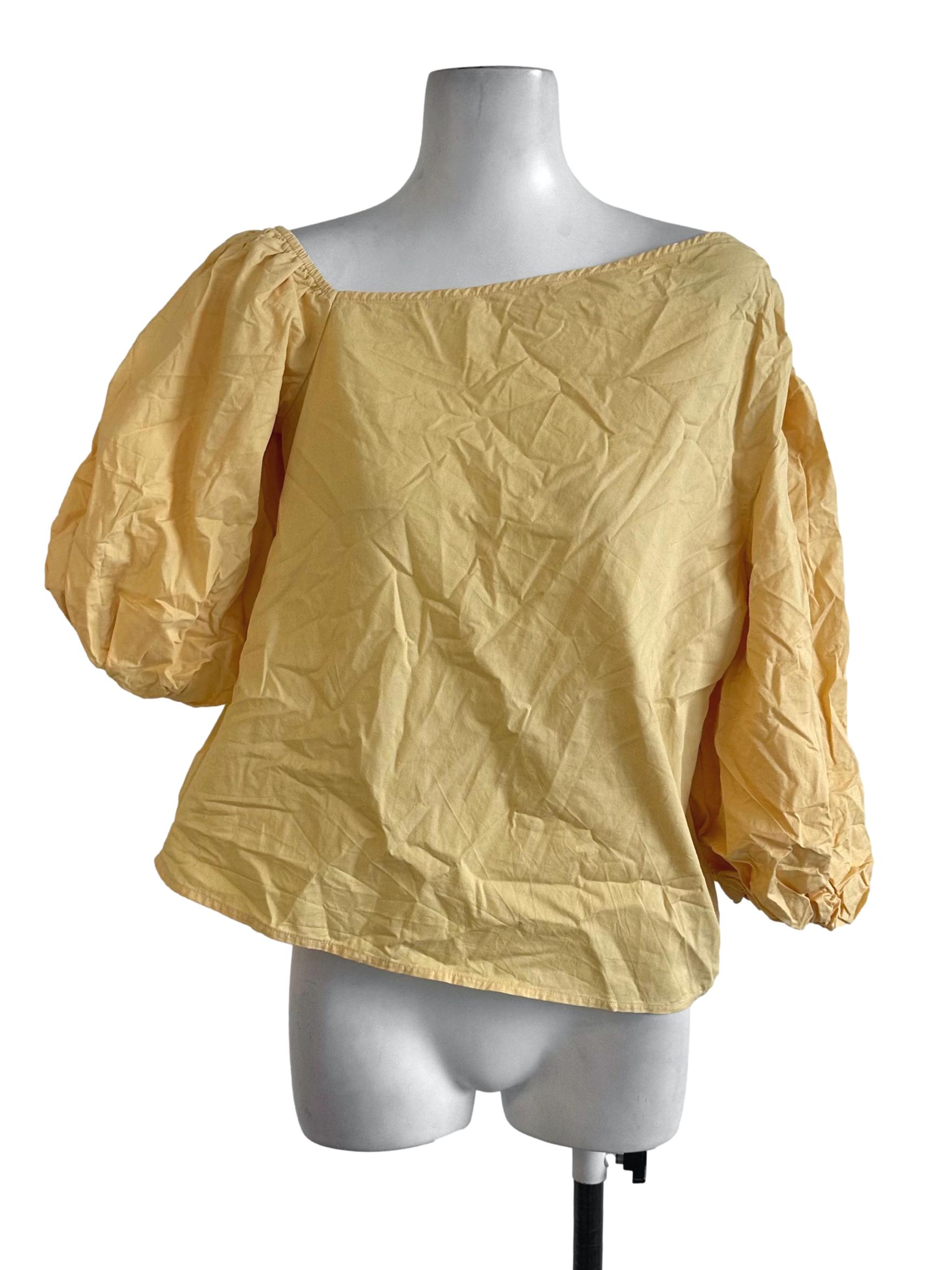 Love Bonito Buttercup Yellow Plain Puff Sleeve Top | REFASH