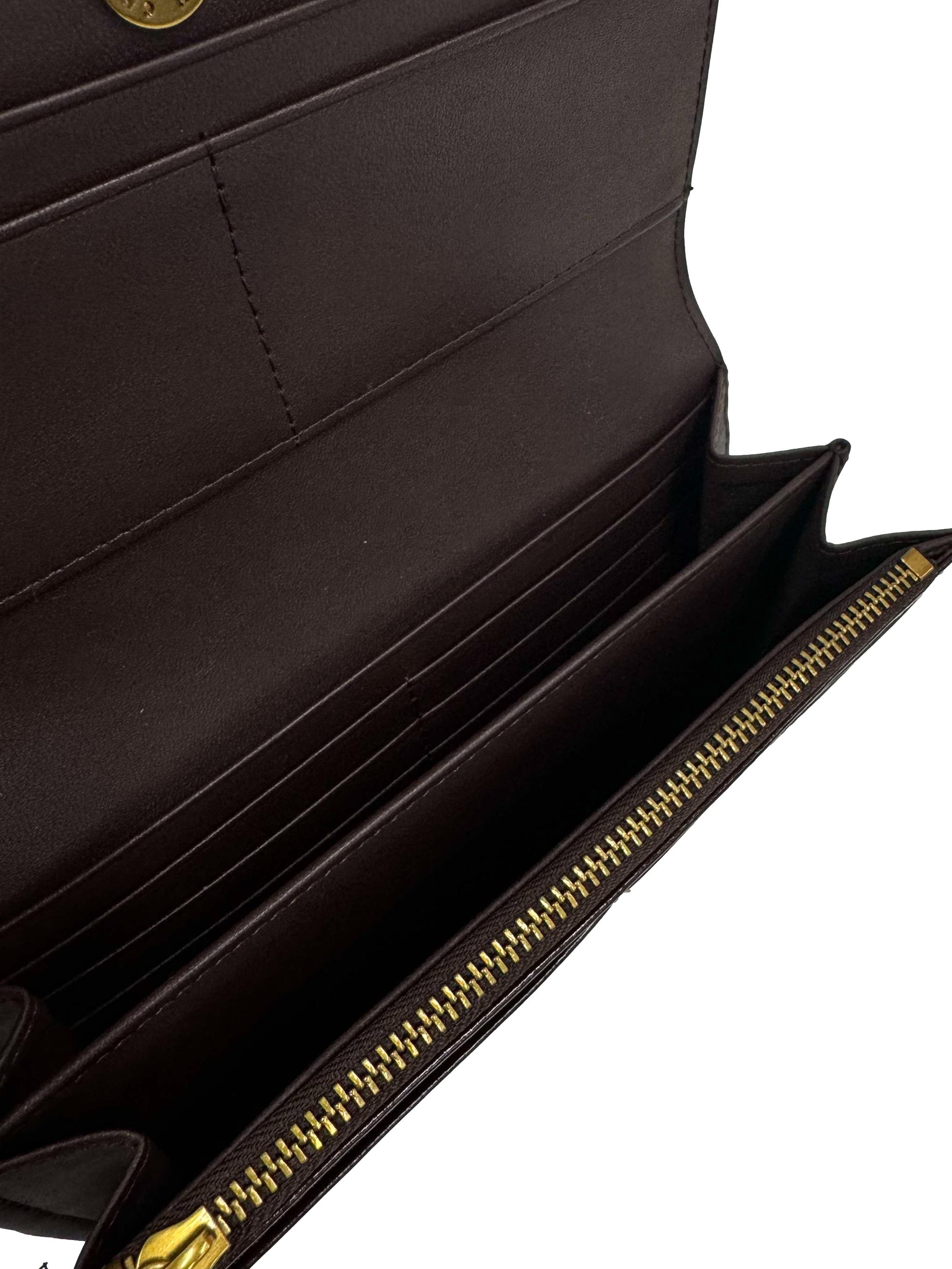 Dark Oak Curved Flap Long Wallet
