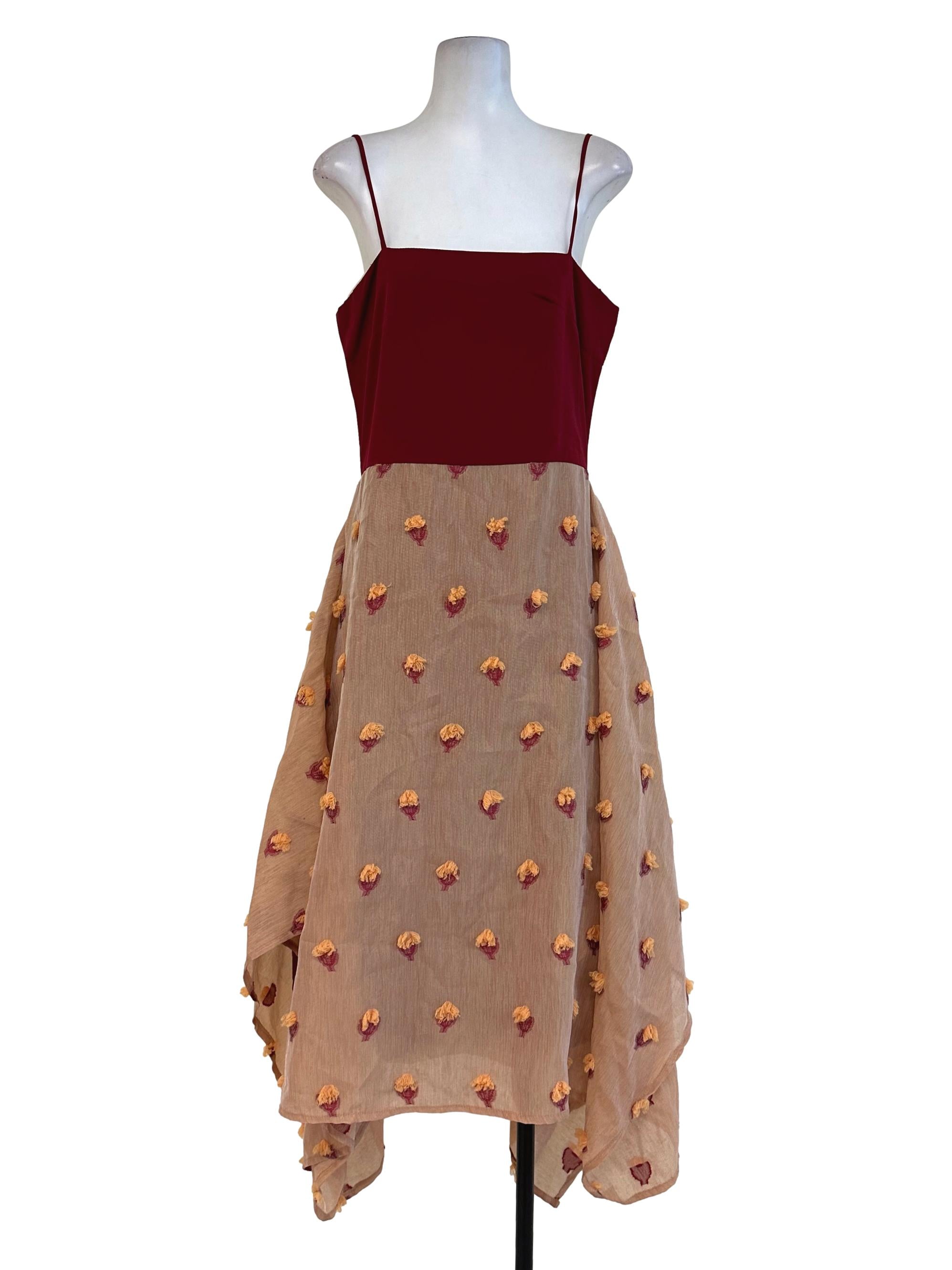 Red Pattern Midi Dress