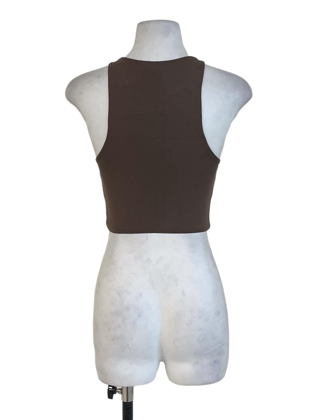 Brown Harper Racercut Padded Top