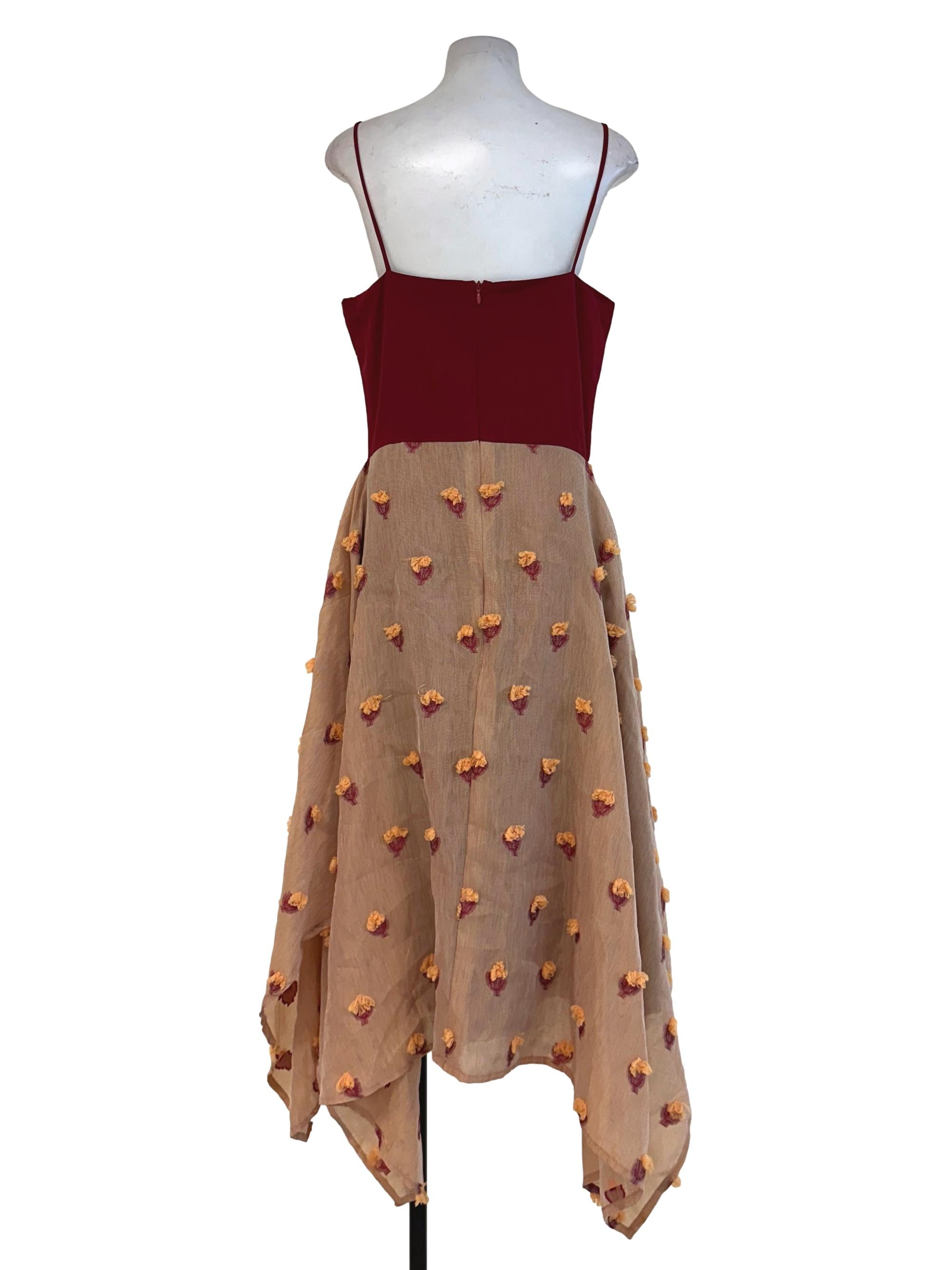 Red Pattern Midi Dress
