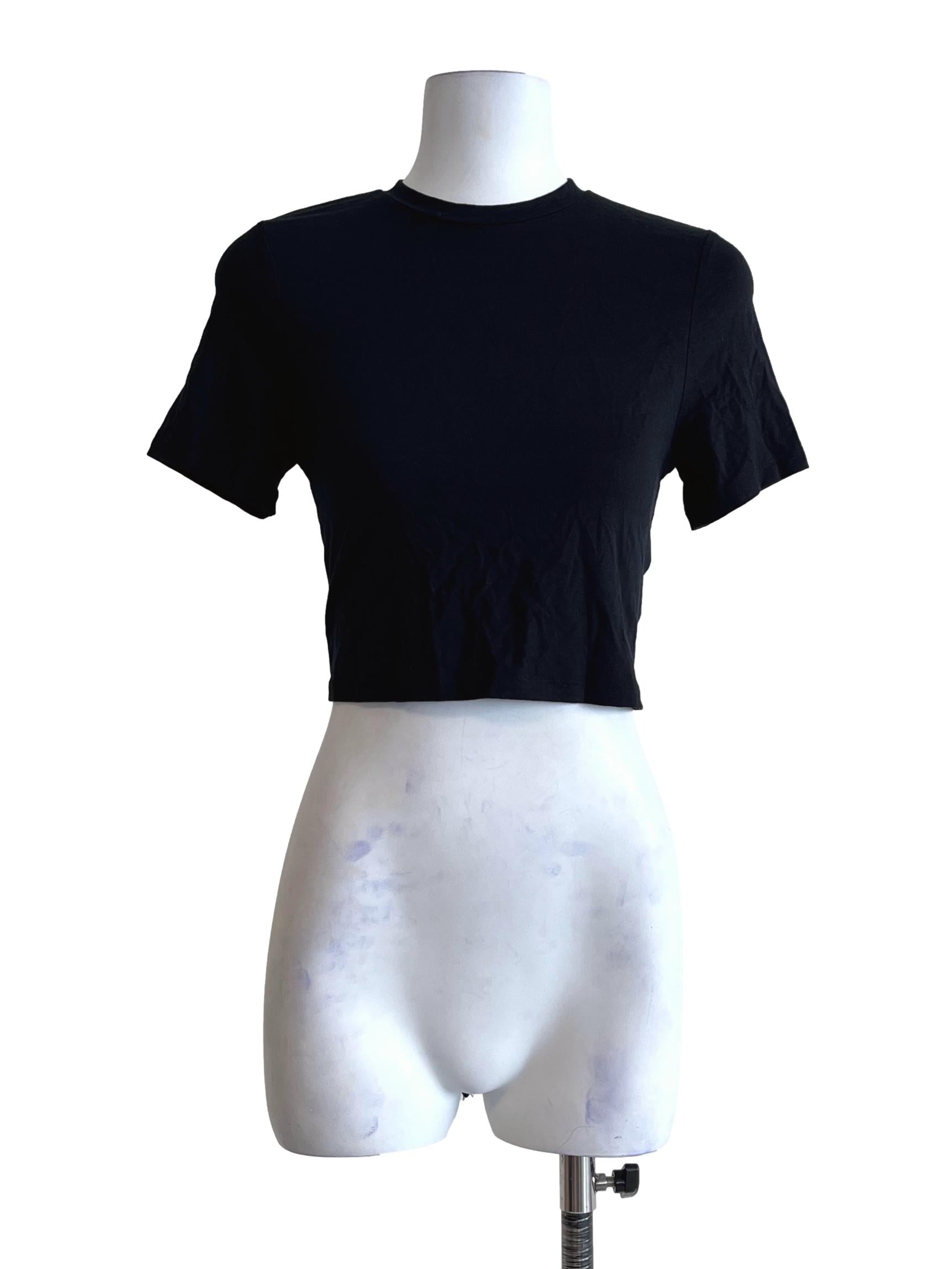 Ink Black Halter Short Sleeve Top