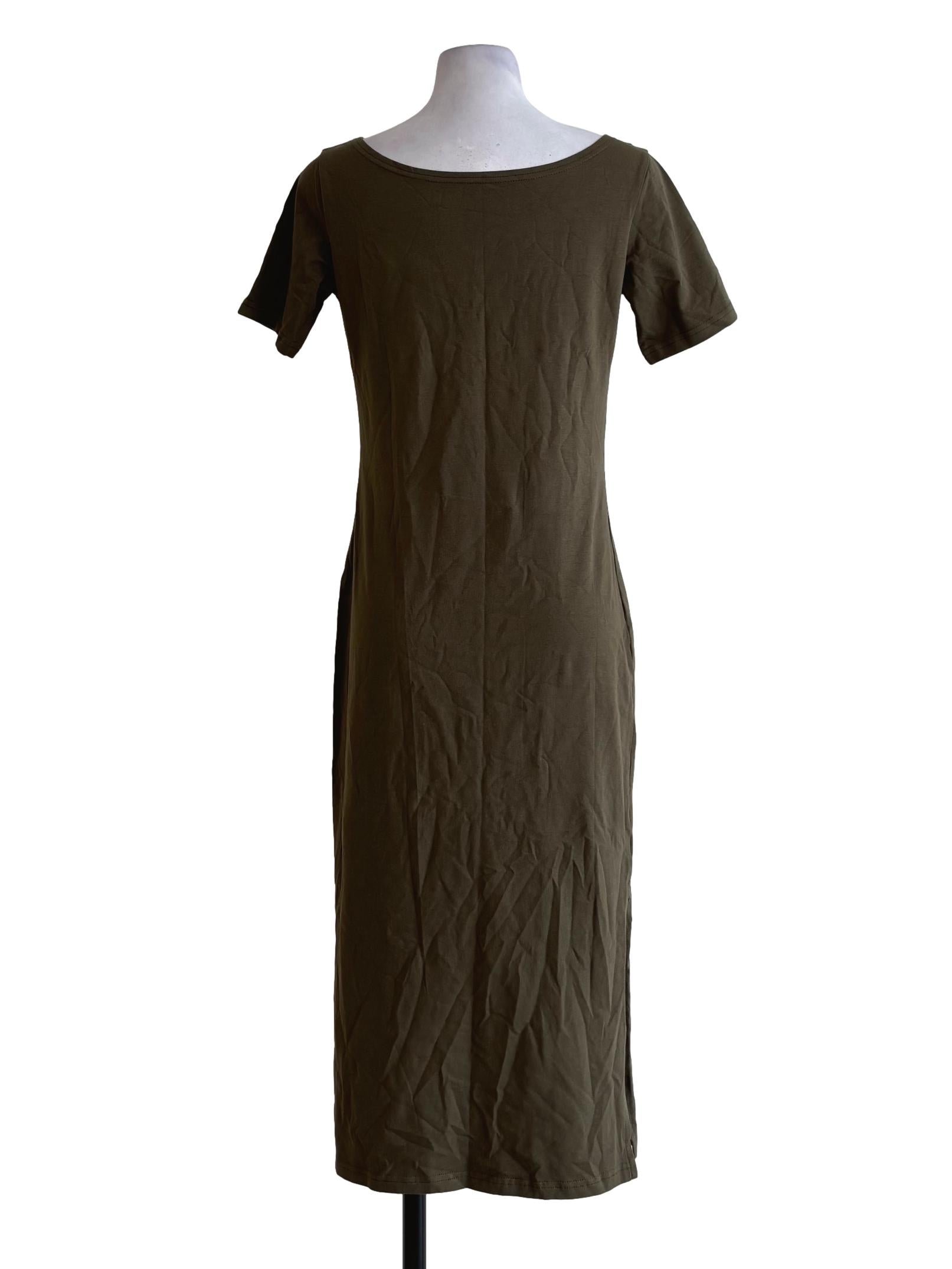 Olive Green Short Sleeve Shirt Dress