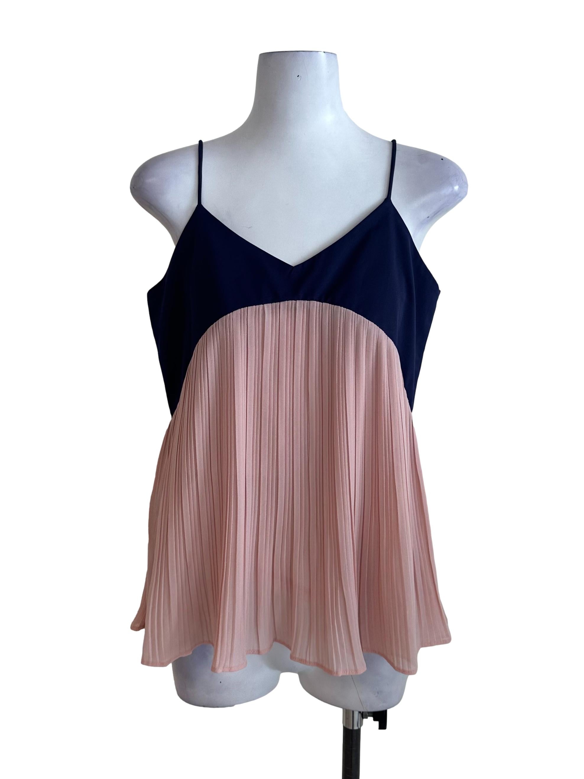 Blue Pink Pleated Top