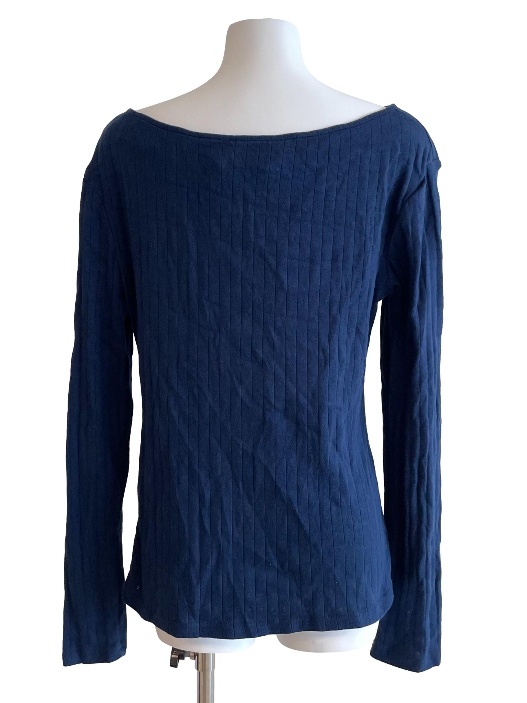 Navy Boat Neck Knit Top
